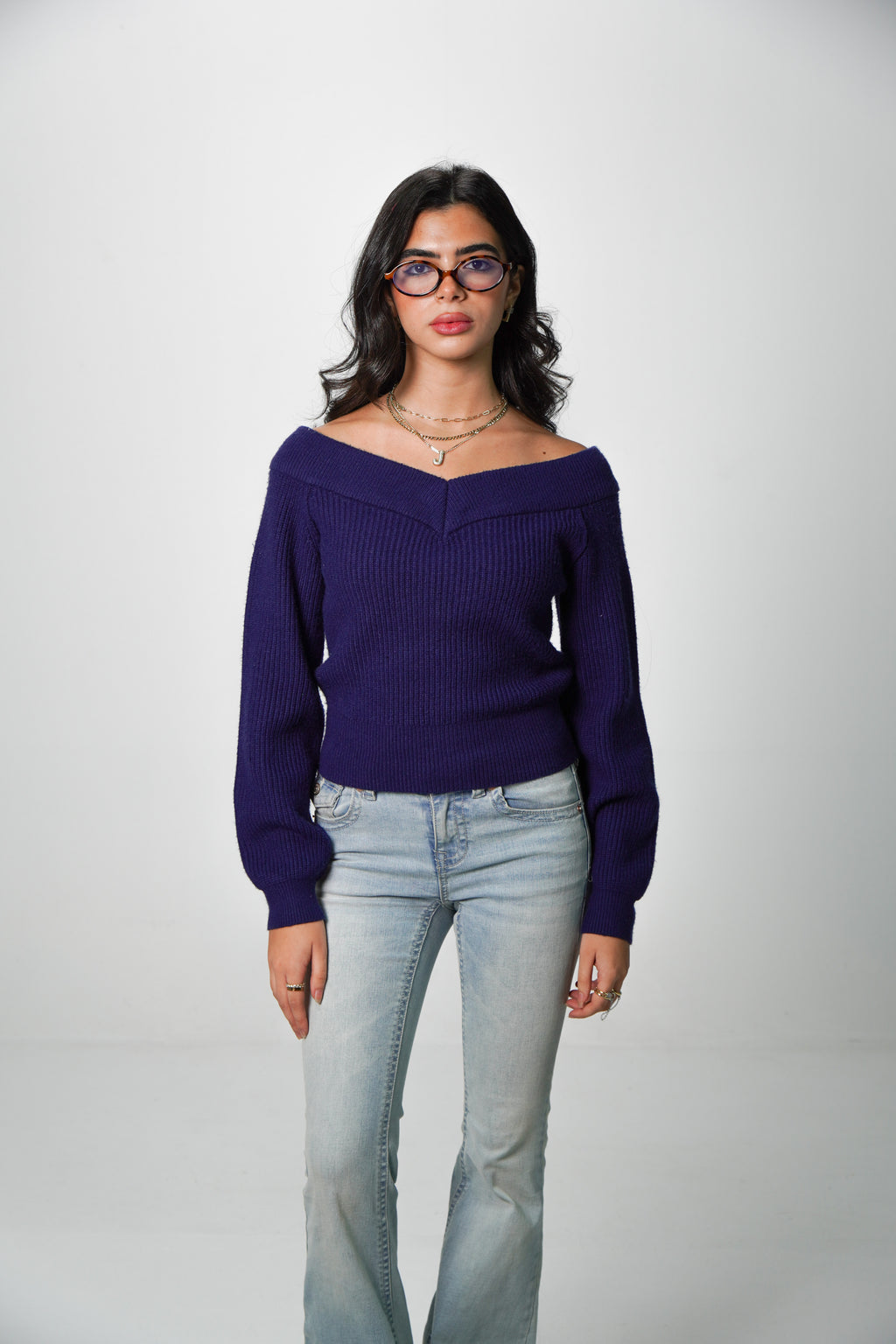 Double-V Knit Sweater