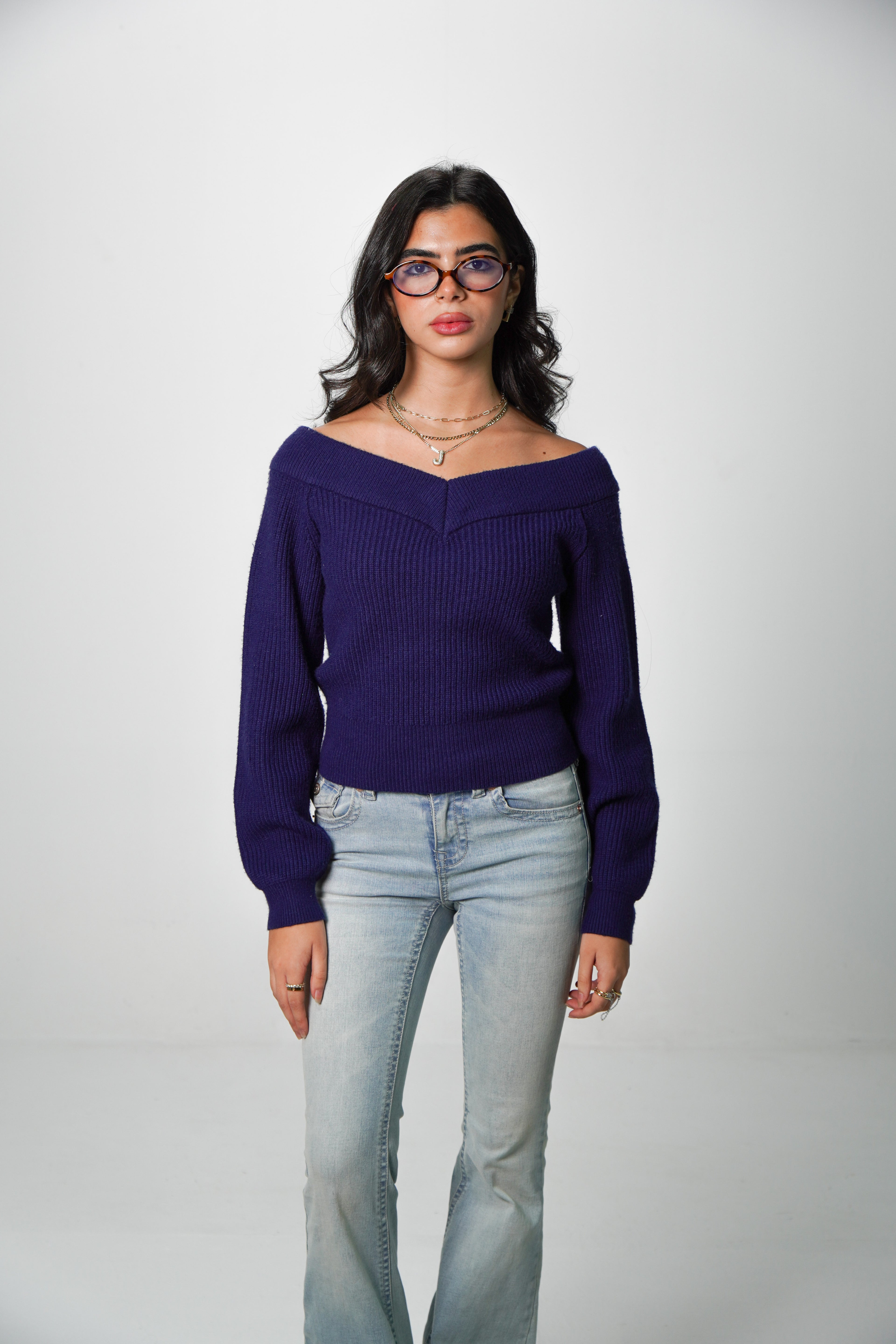 Double-V Knit Sweater