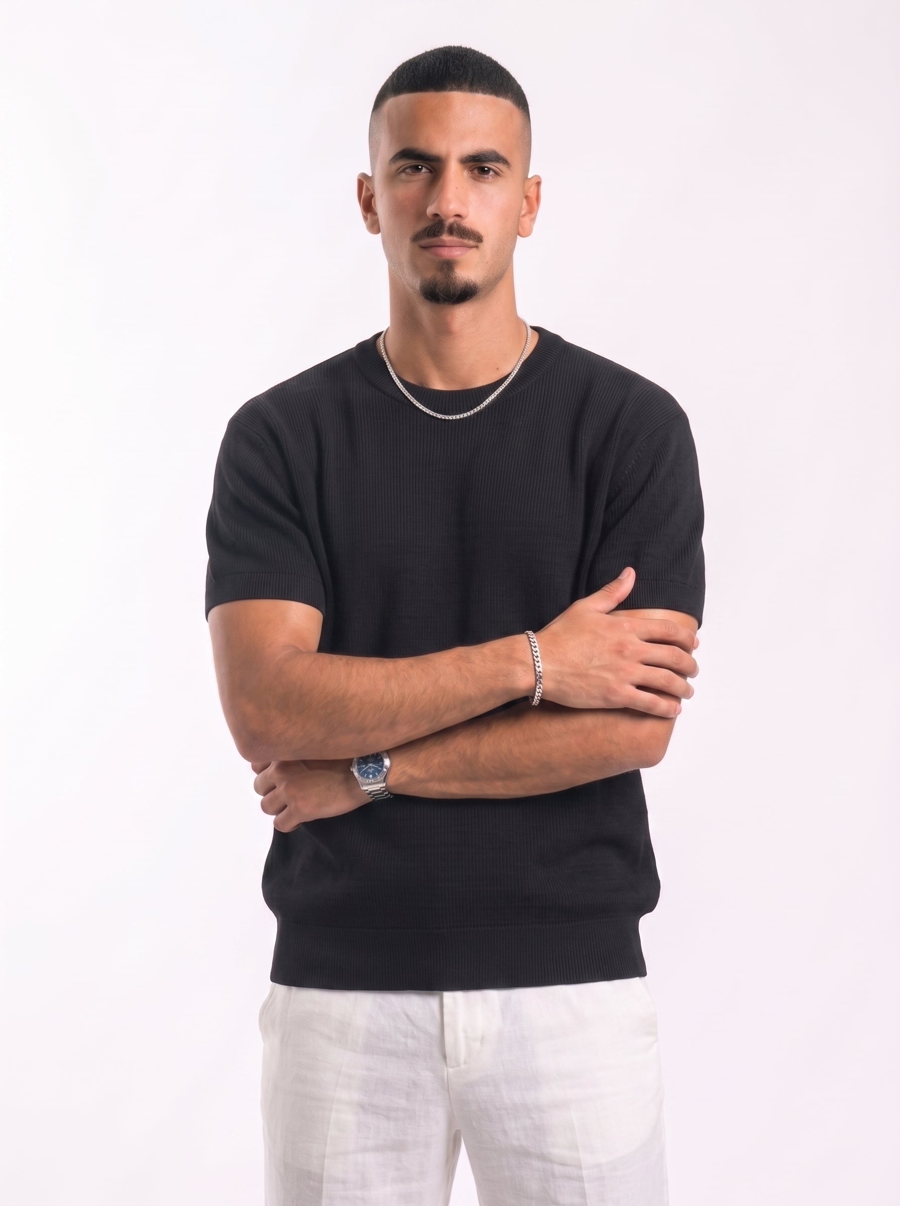 100% Cotton Round Knit Tee (black)