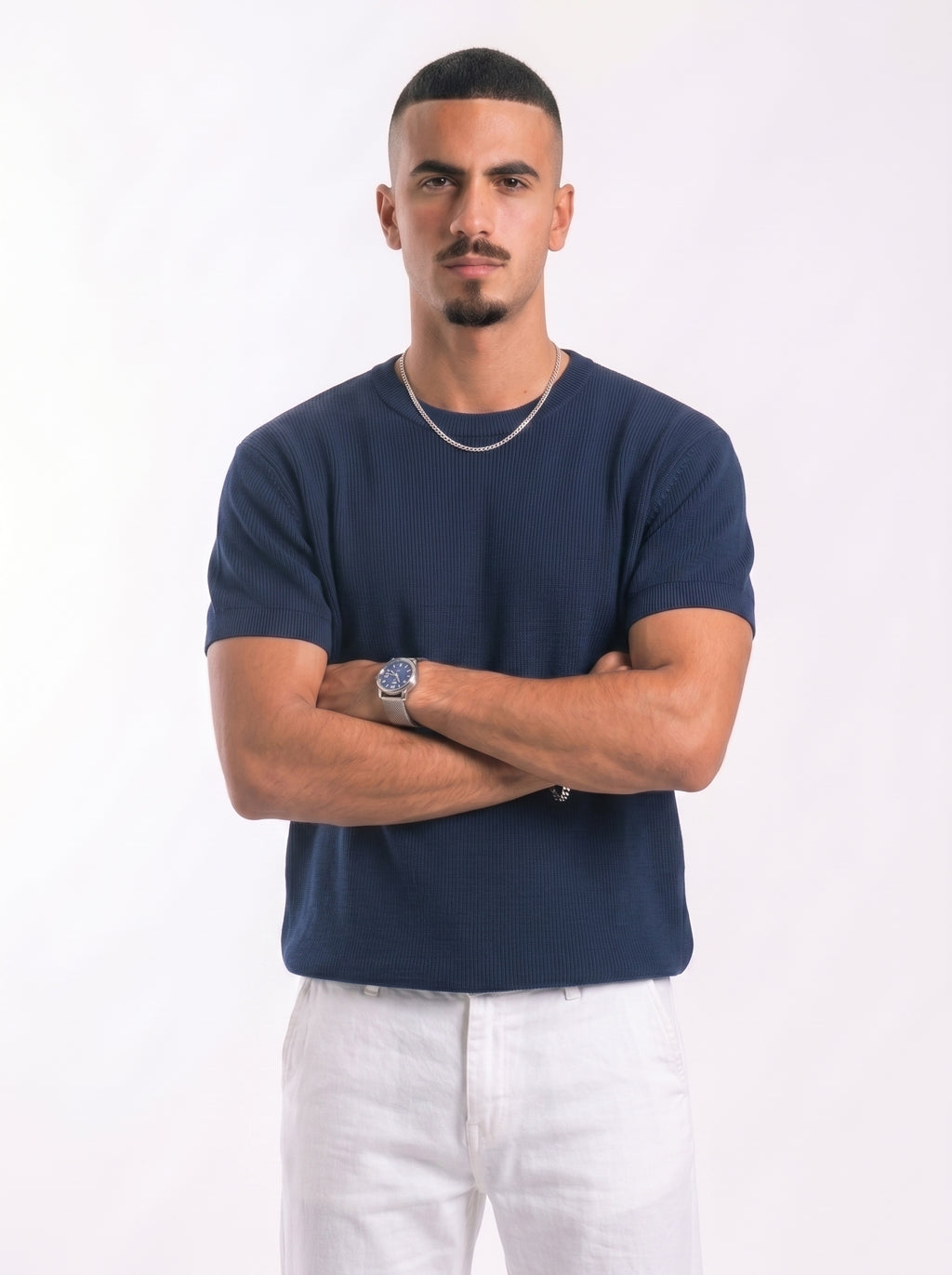 100% Cotton Round Knit Tee (navy)