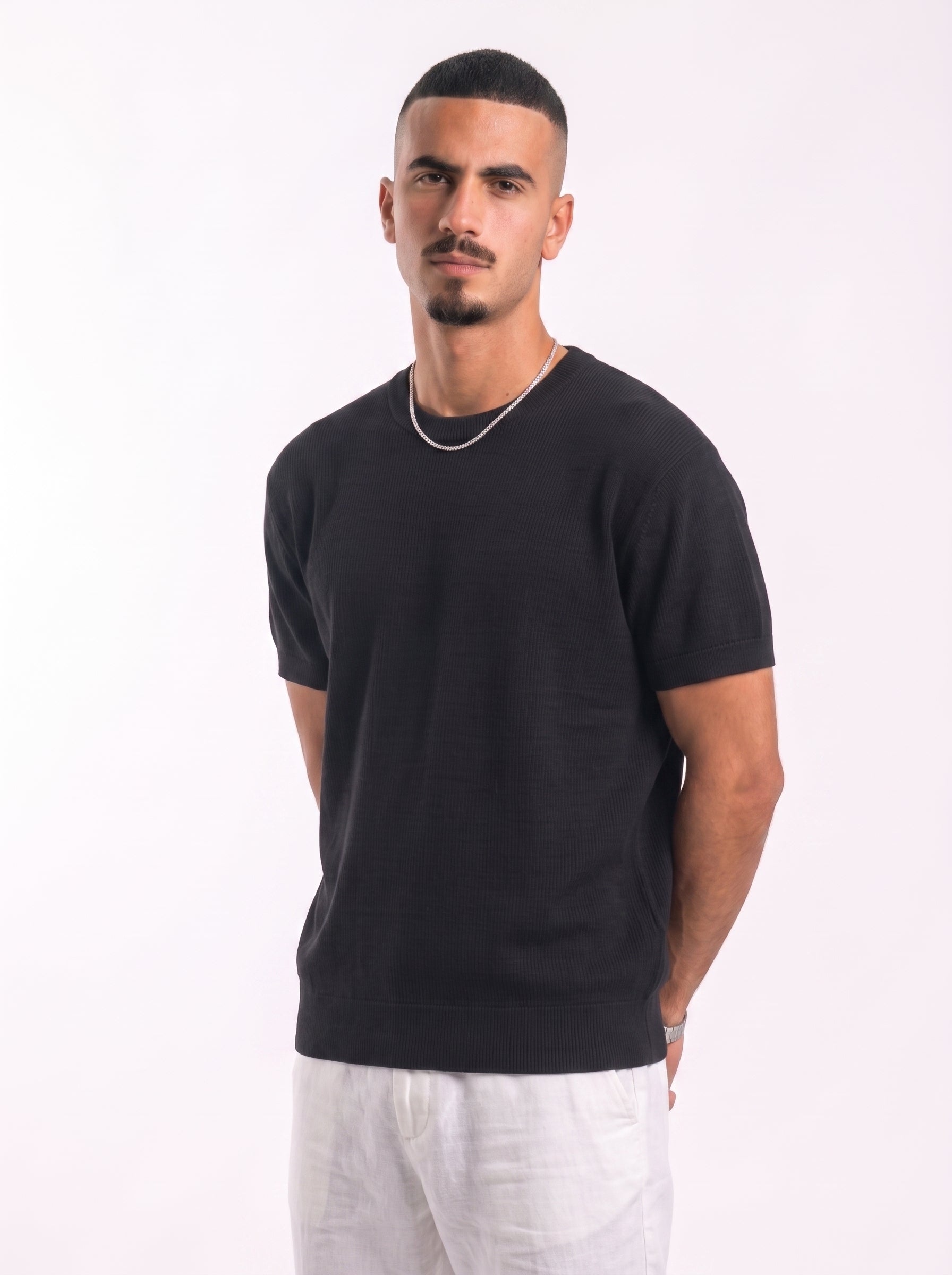 100% Cotton Round Knit Tee (black)
