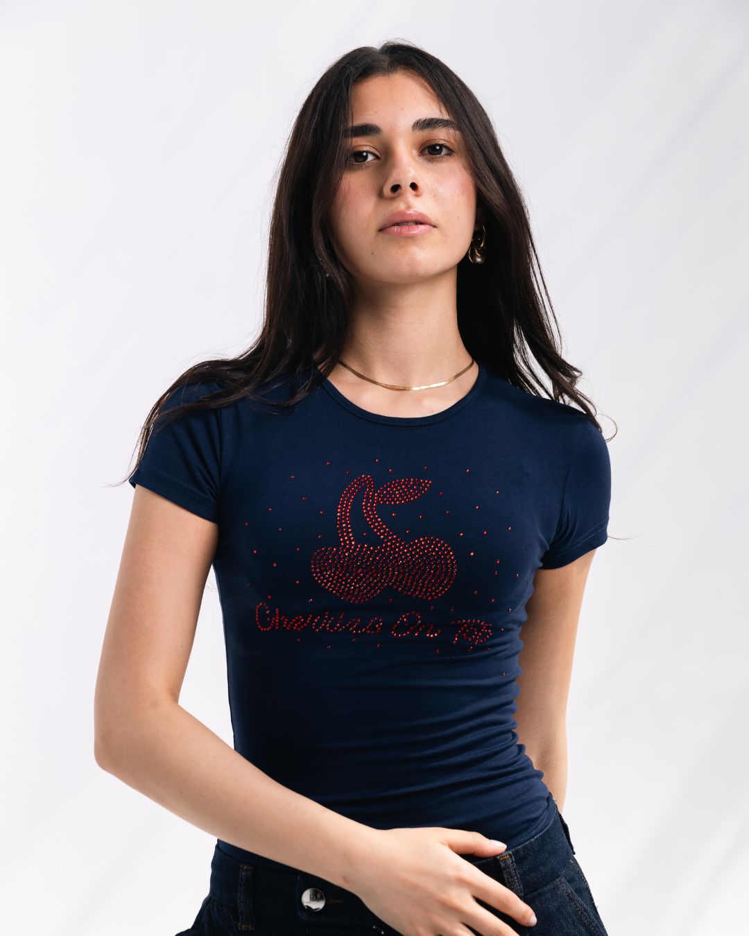 Strass COT Baby Tee (navy & scarlet)
