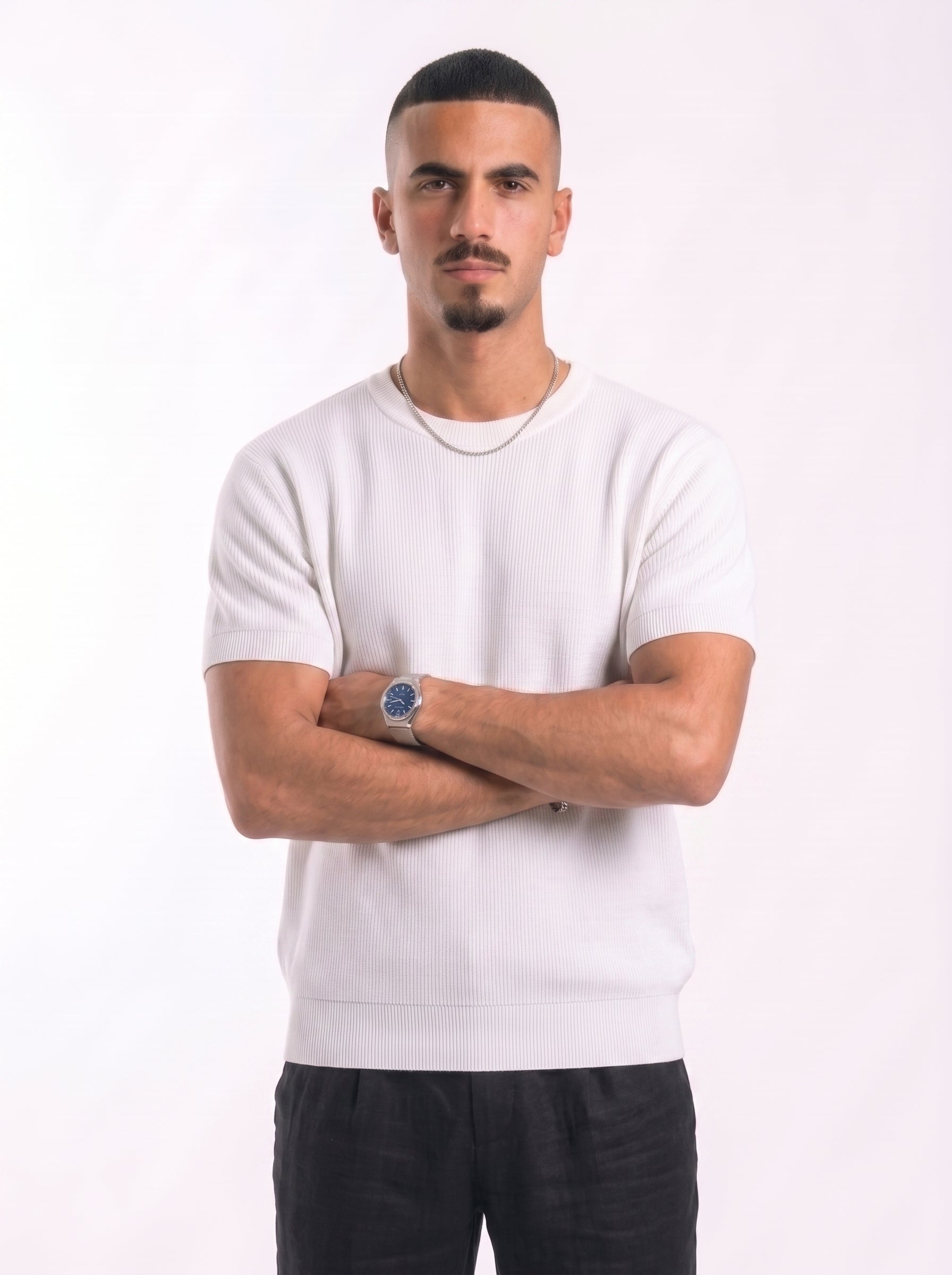 100% Cotton Round Knit Tee (white)