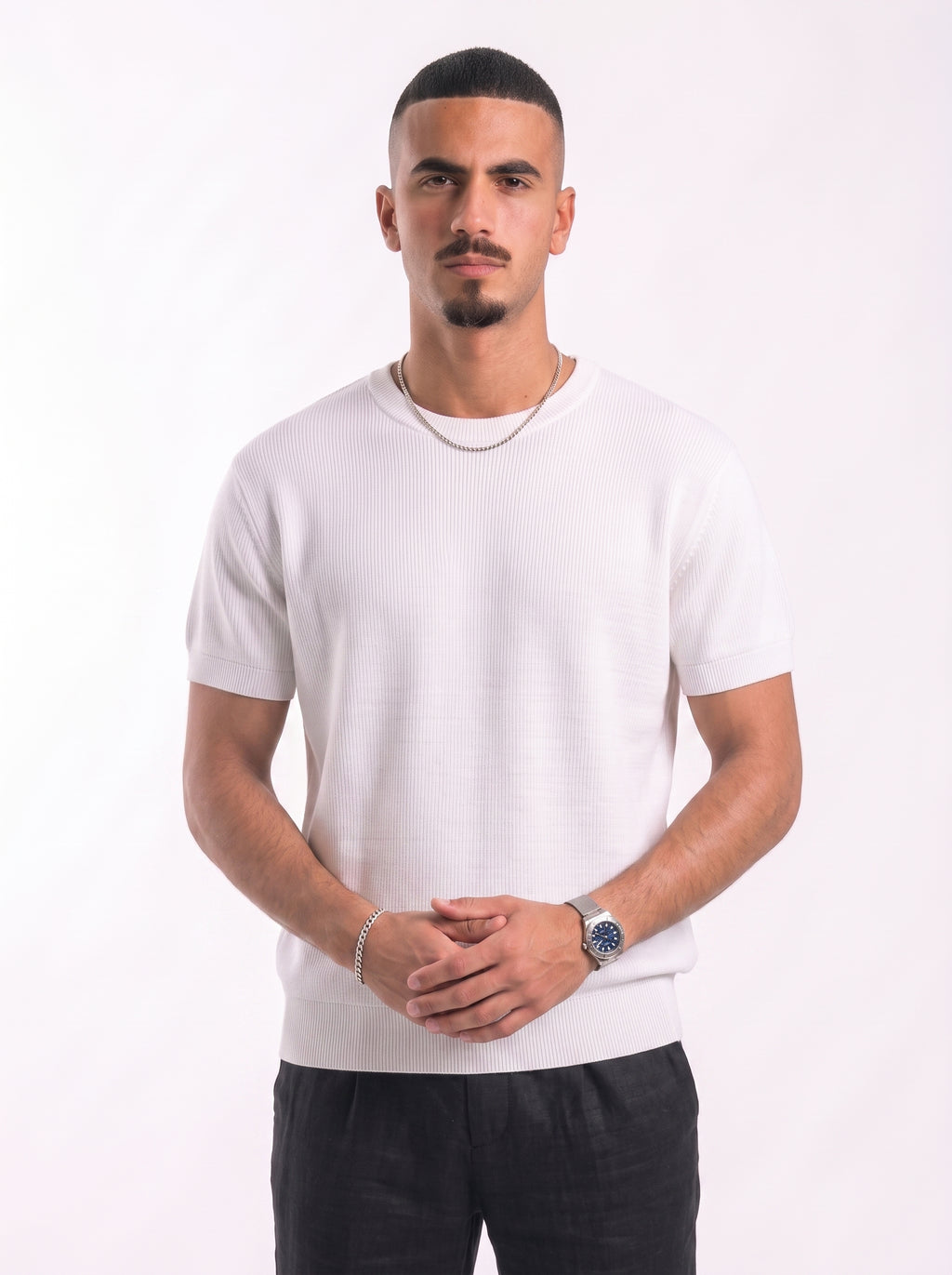 100% Cotton Round Knit Tee (white)