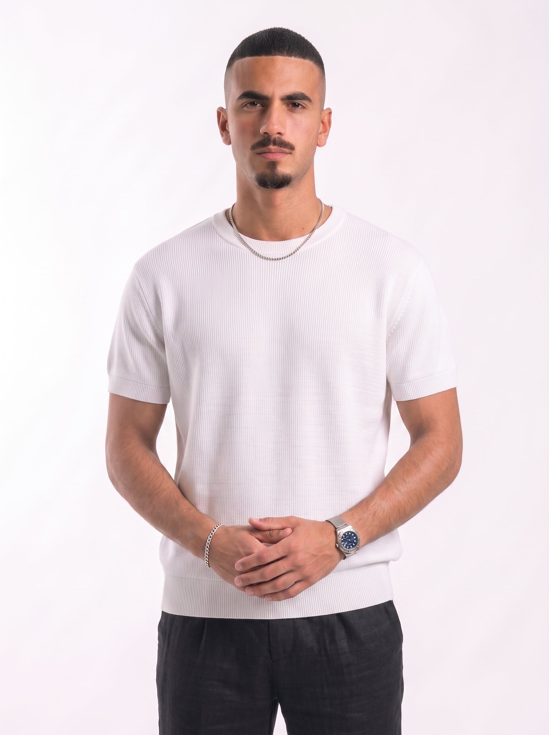100% Cotton Round Knit Tee (white)
