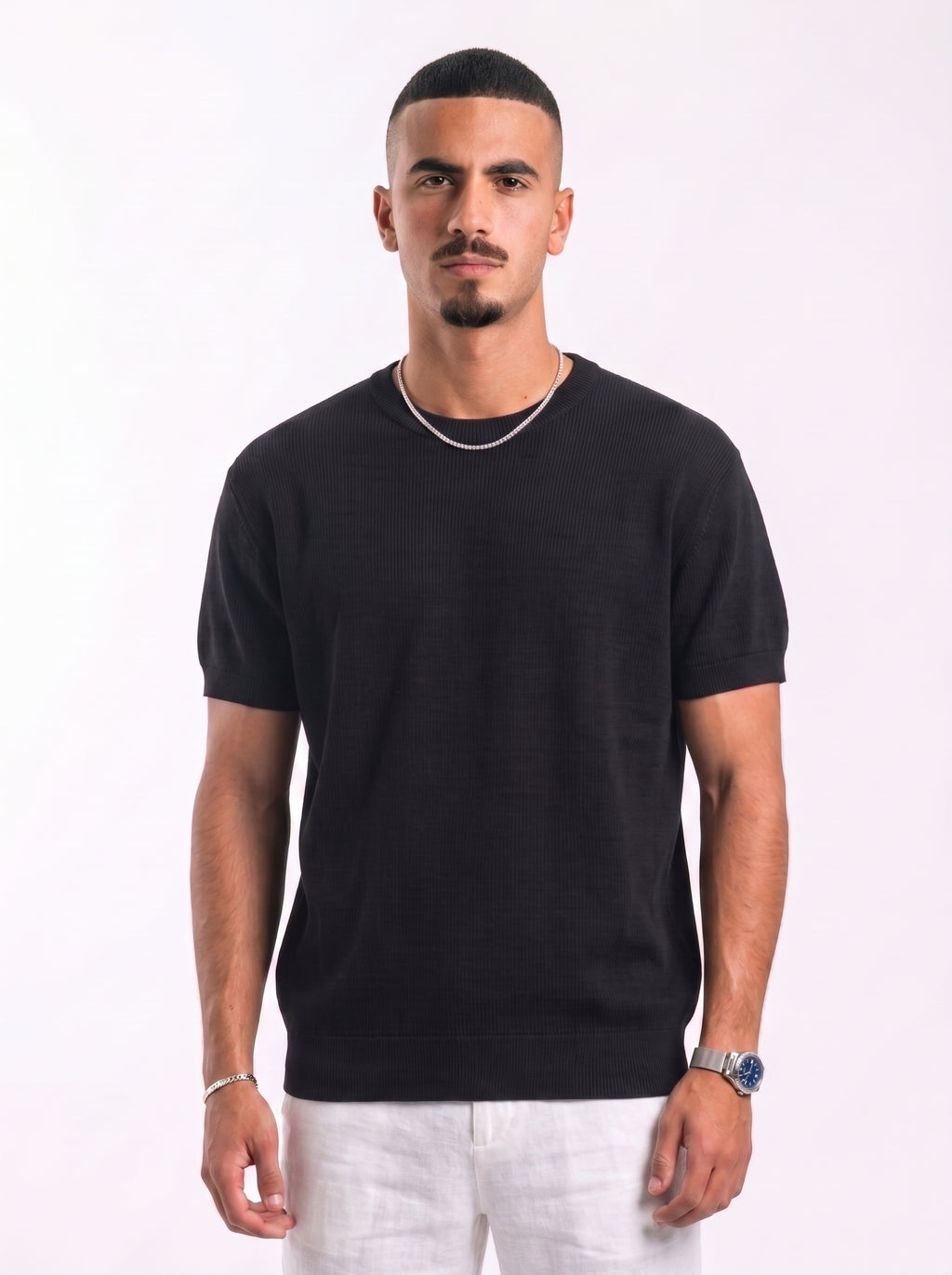 100% Cotton Round Knit Tee (black)