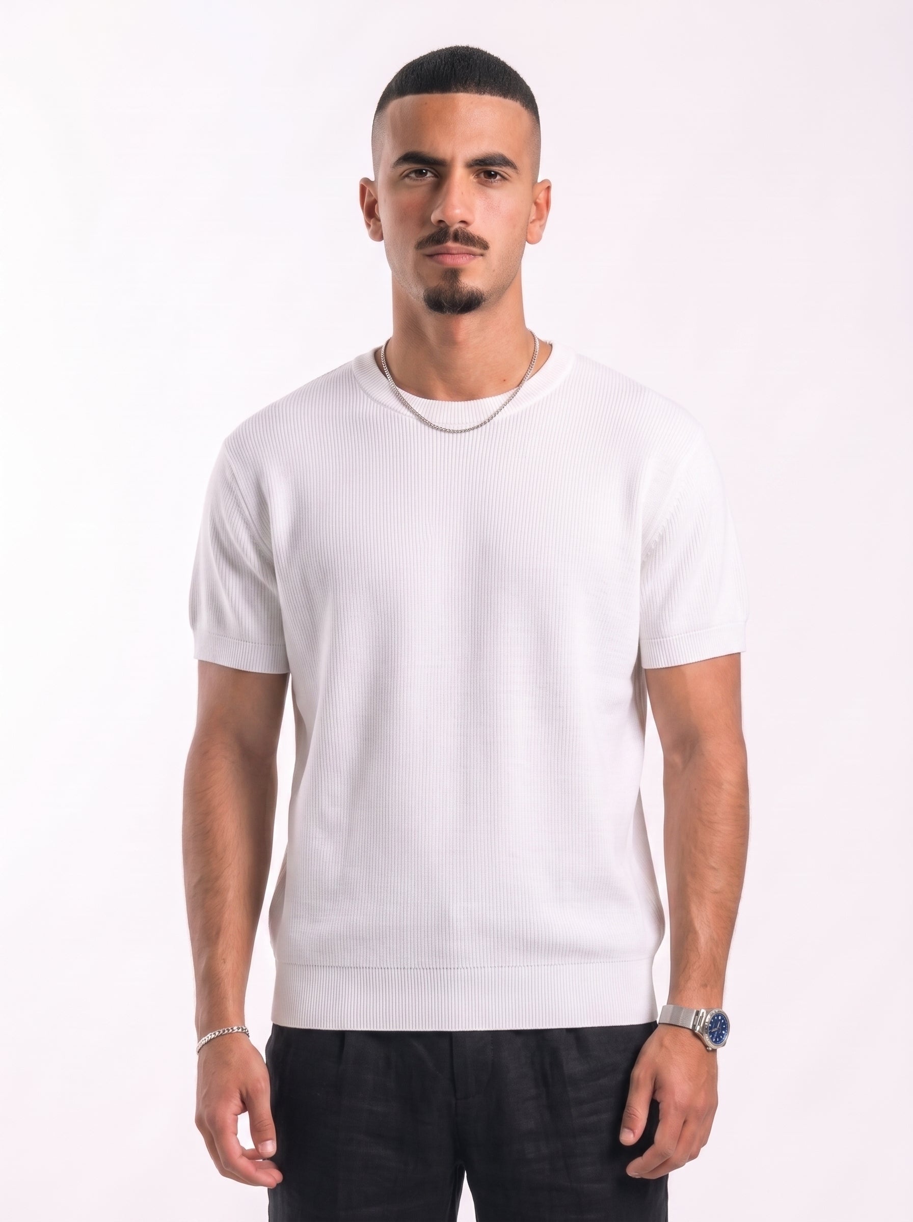 100% Cotton Round Knit Tee (white)