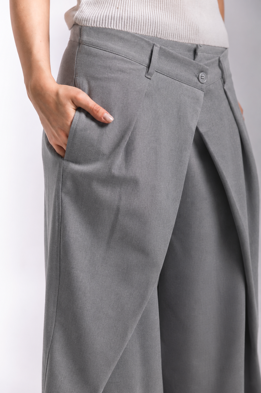 Double Button Pleated Pants (gray)