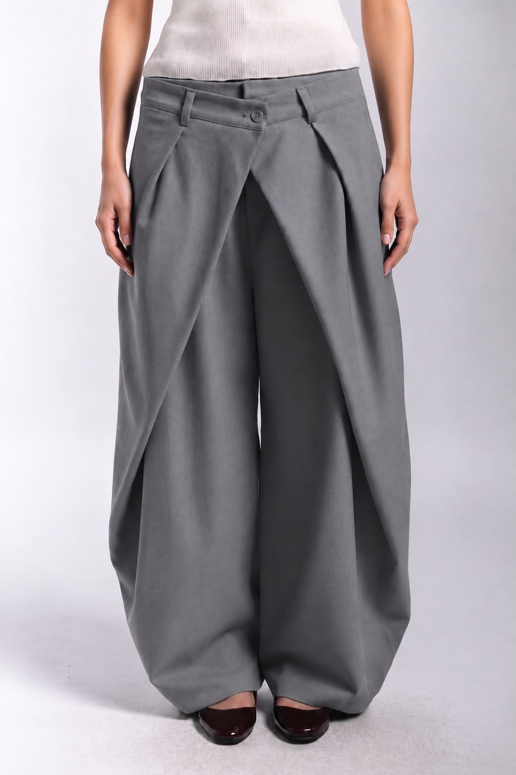 Double Button Pleated Pants (gray)