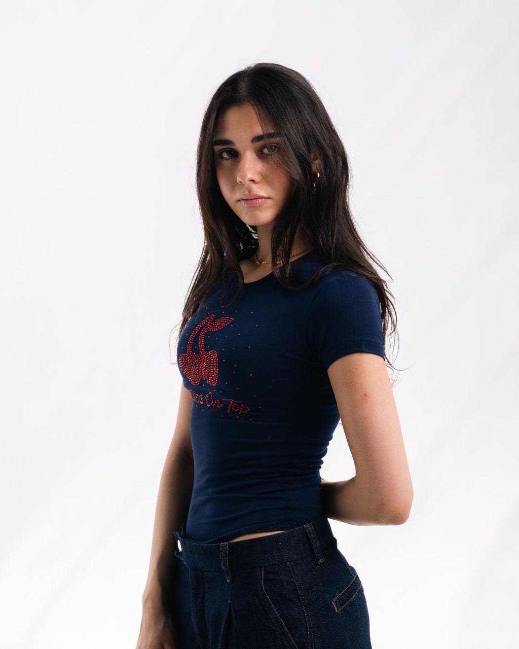 Strass COT Baby Tee (navy & scarlet)