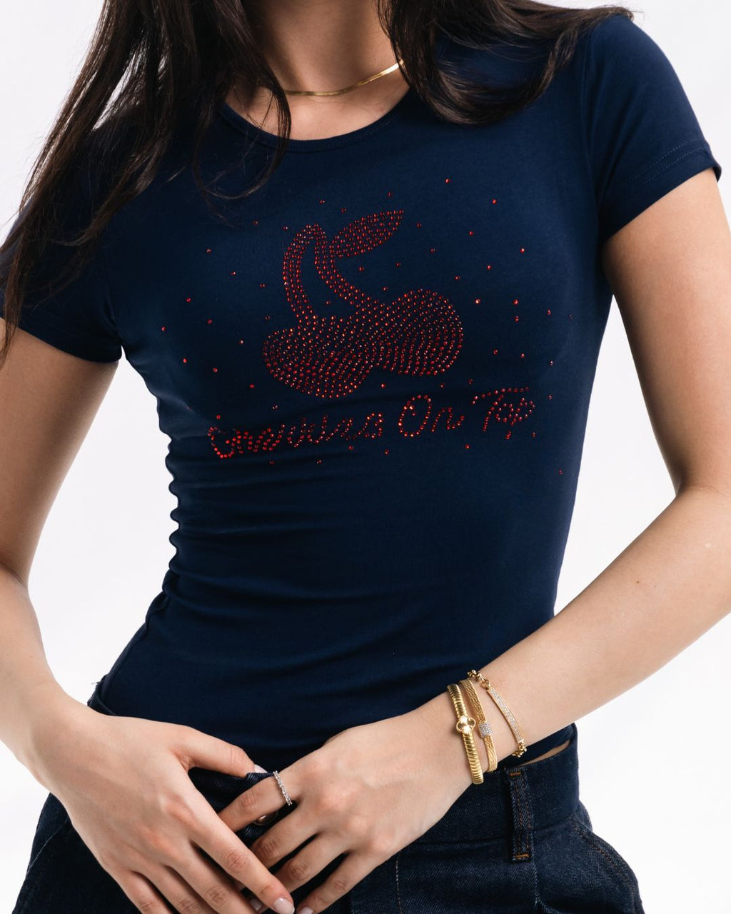 Strass COT Baby Tee (navy & scarlet)