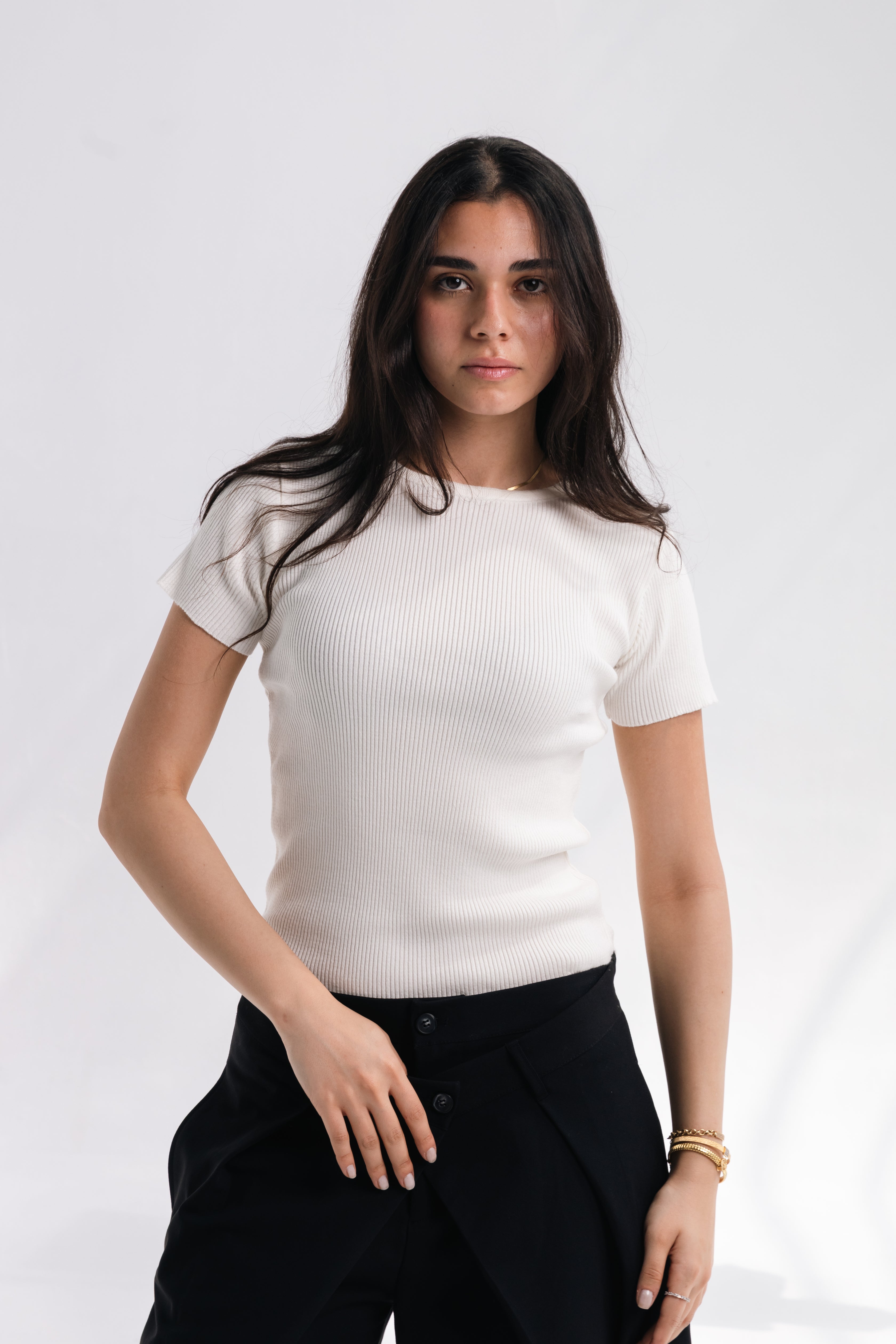 Knit Round Top (white)