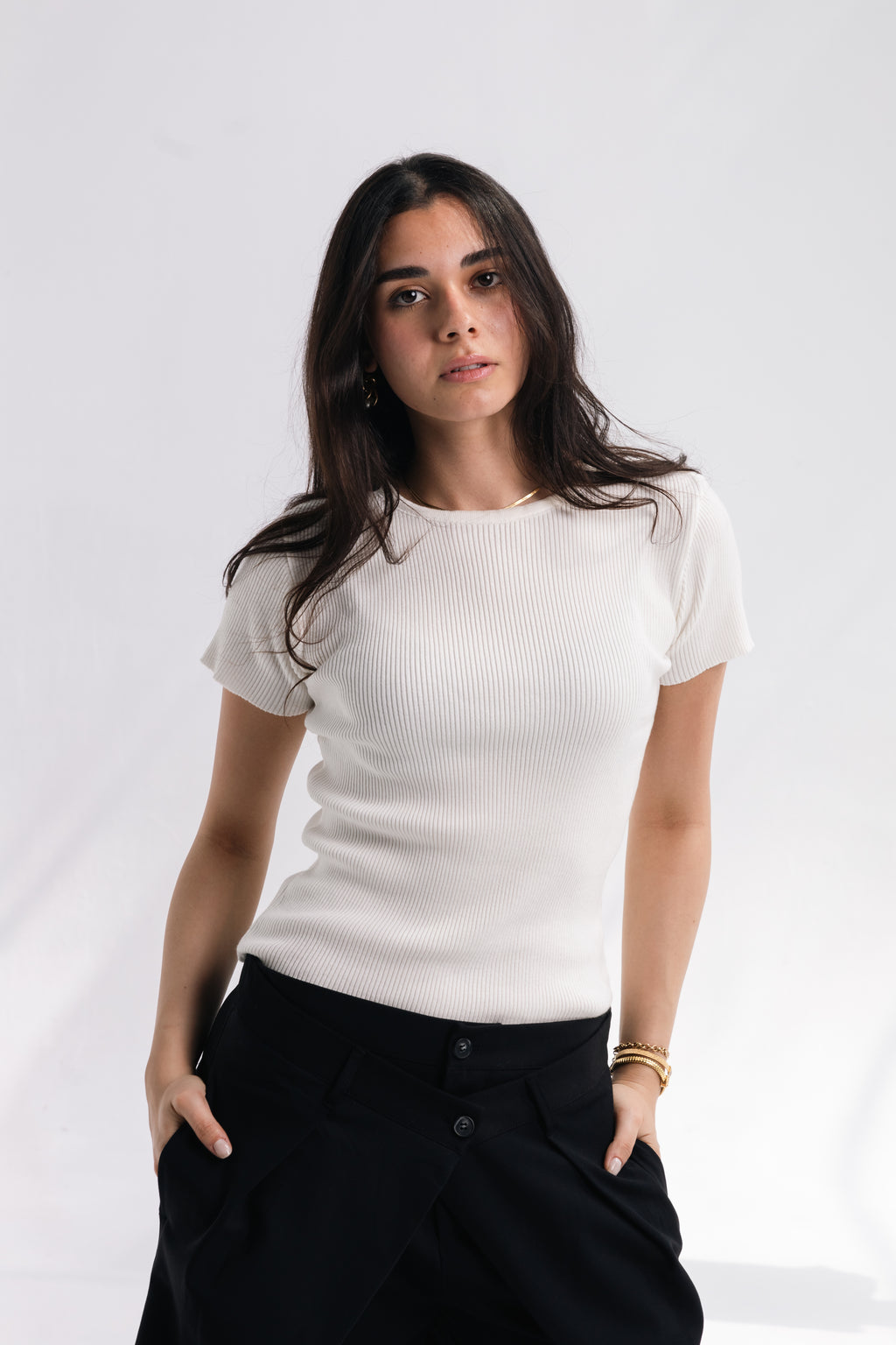 Knit Round Top (white)