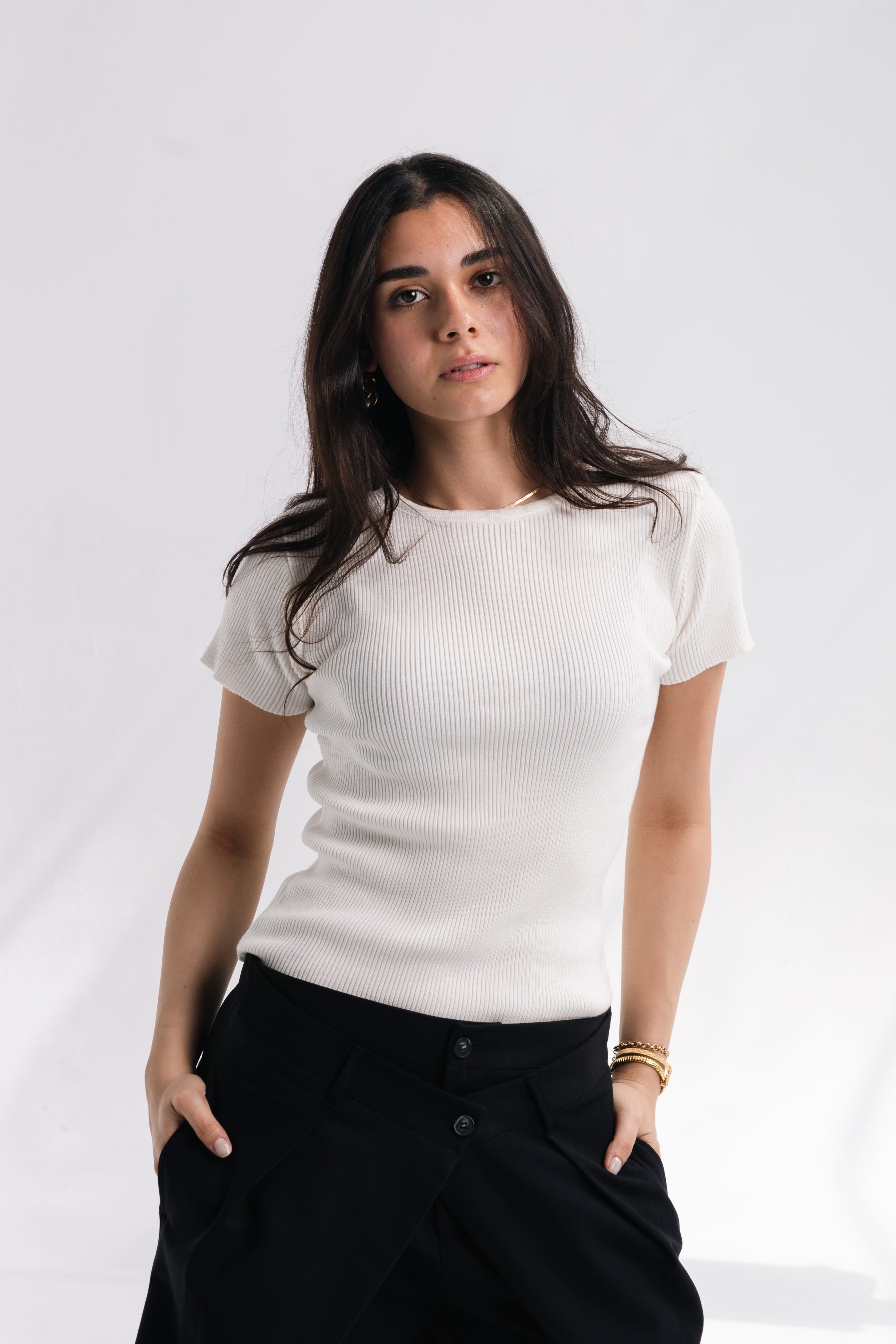 Knit Round Top (white)