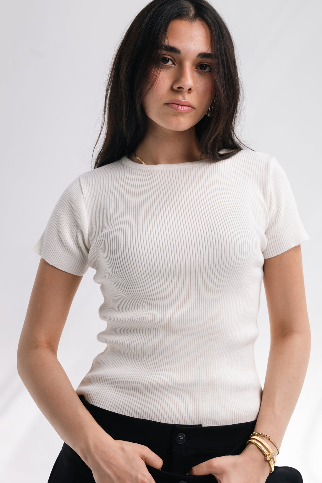 Knit Round Top (white)