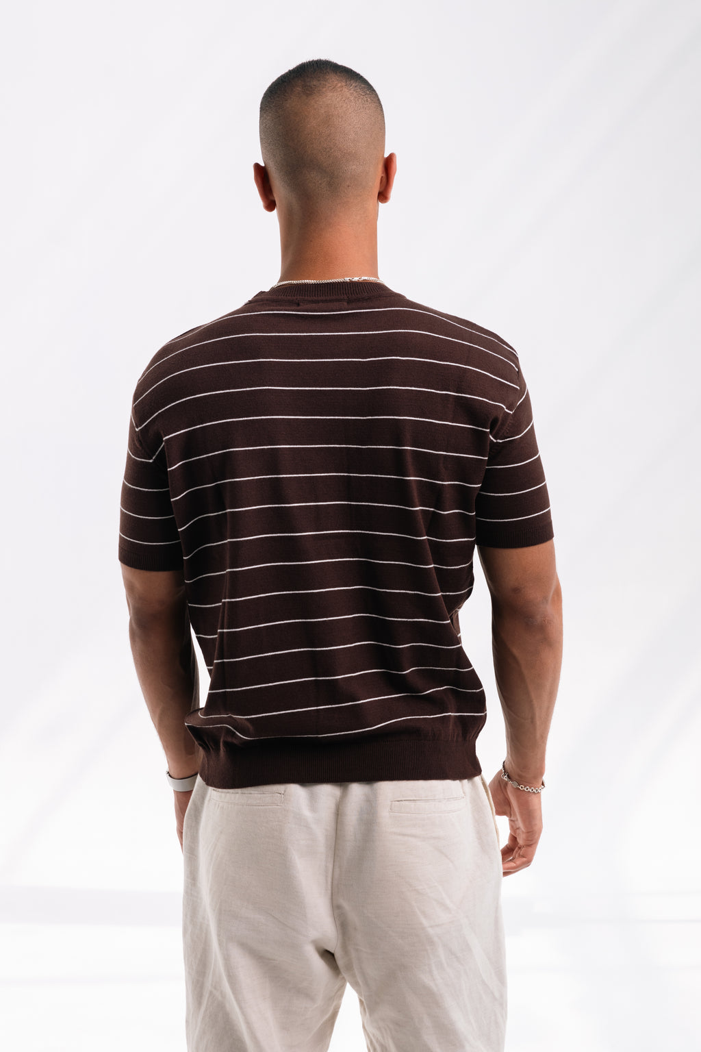 Striped knit Tee (brown)
