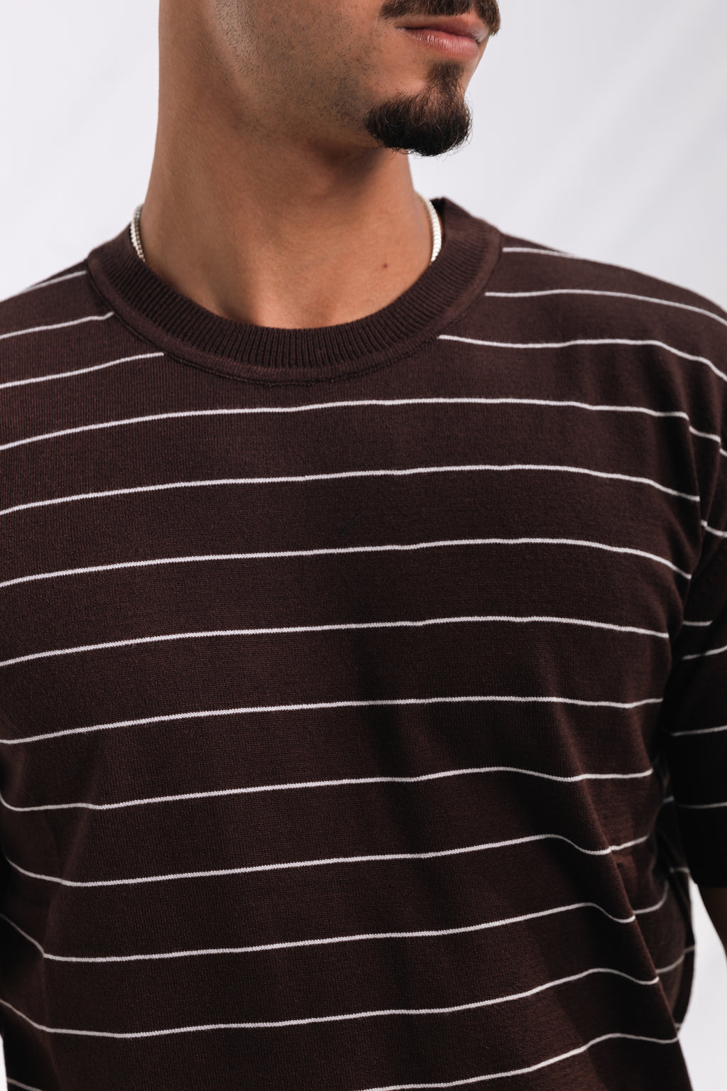 Striped knit Tee (brown)