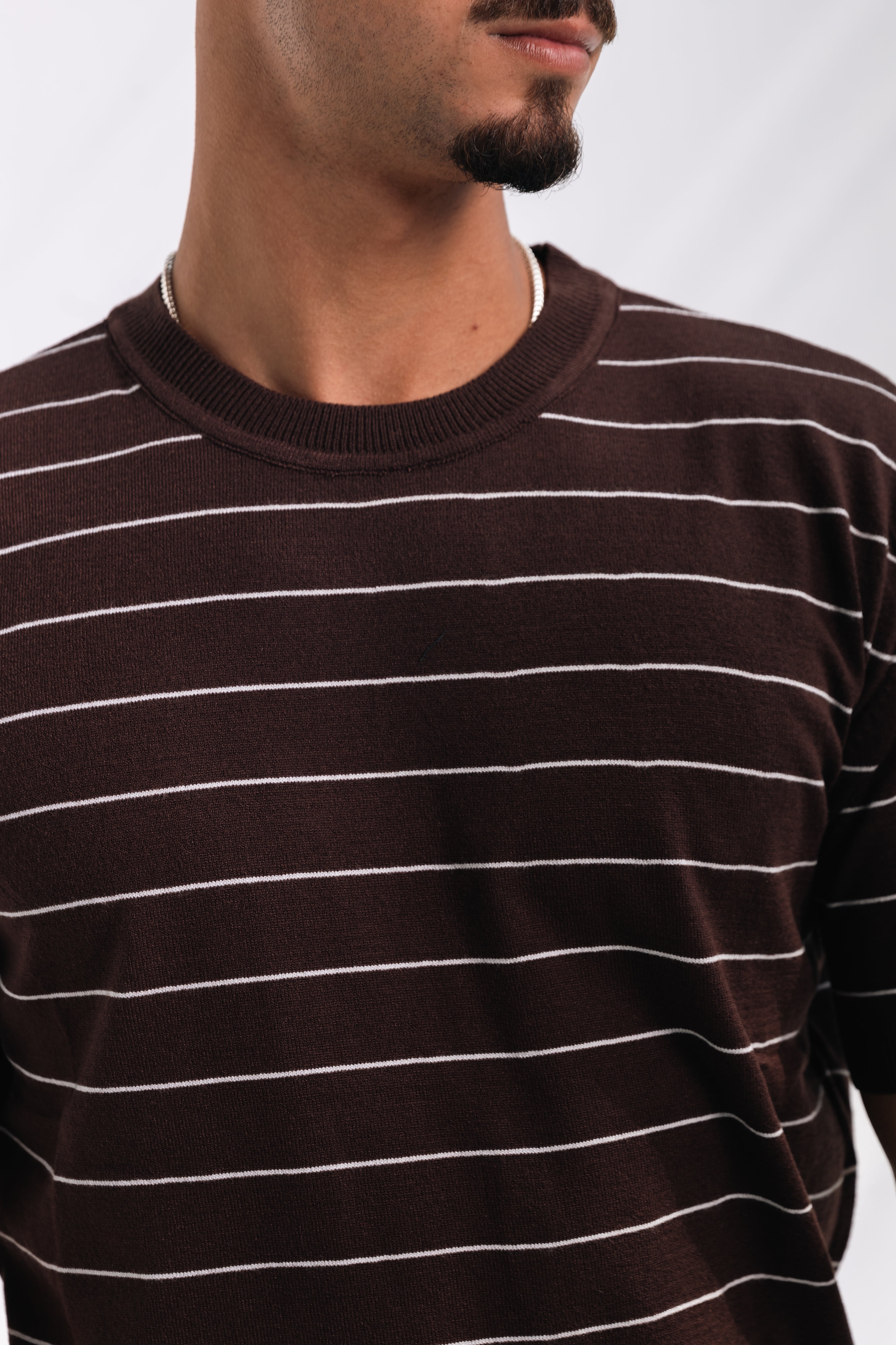Striped knit Tee (brown)