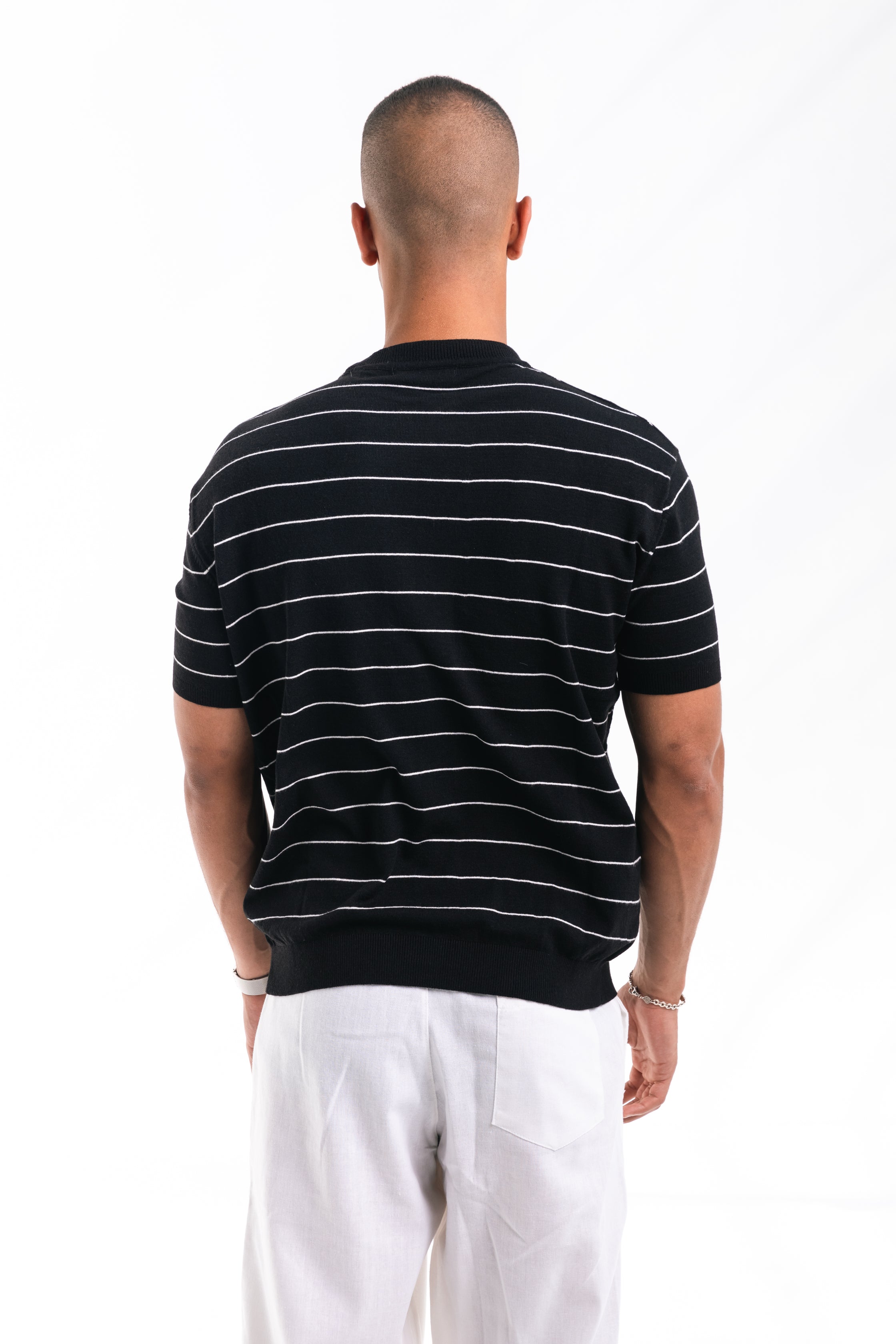 Striped knit Tee (black)