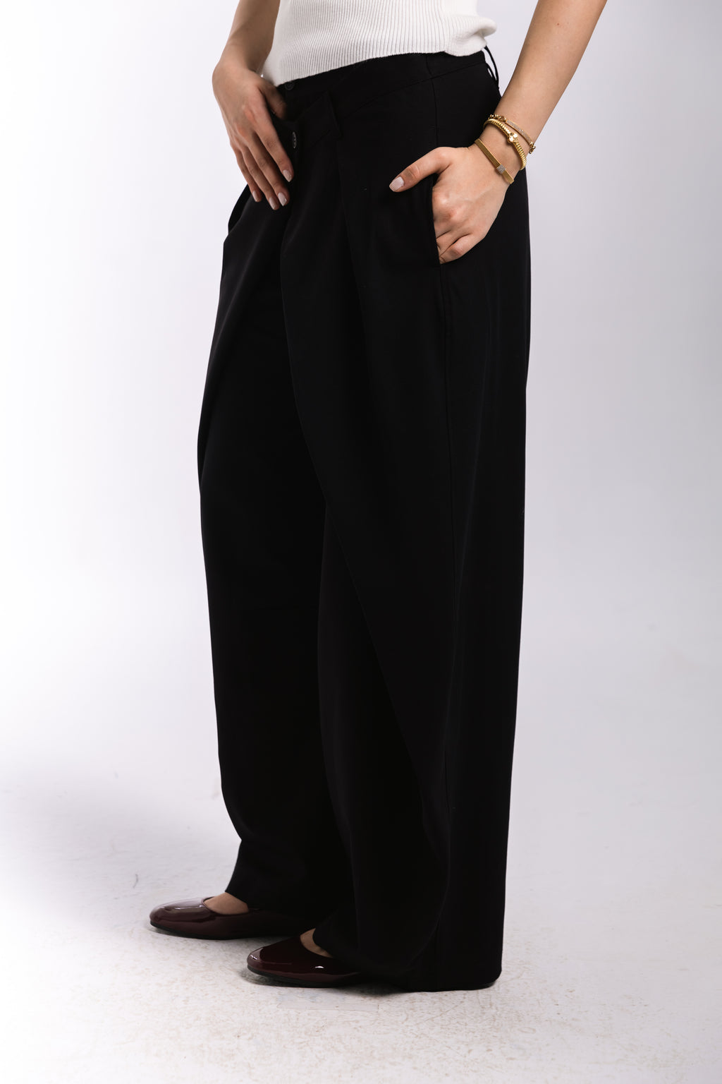 Double Button Pleated Pants (black)