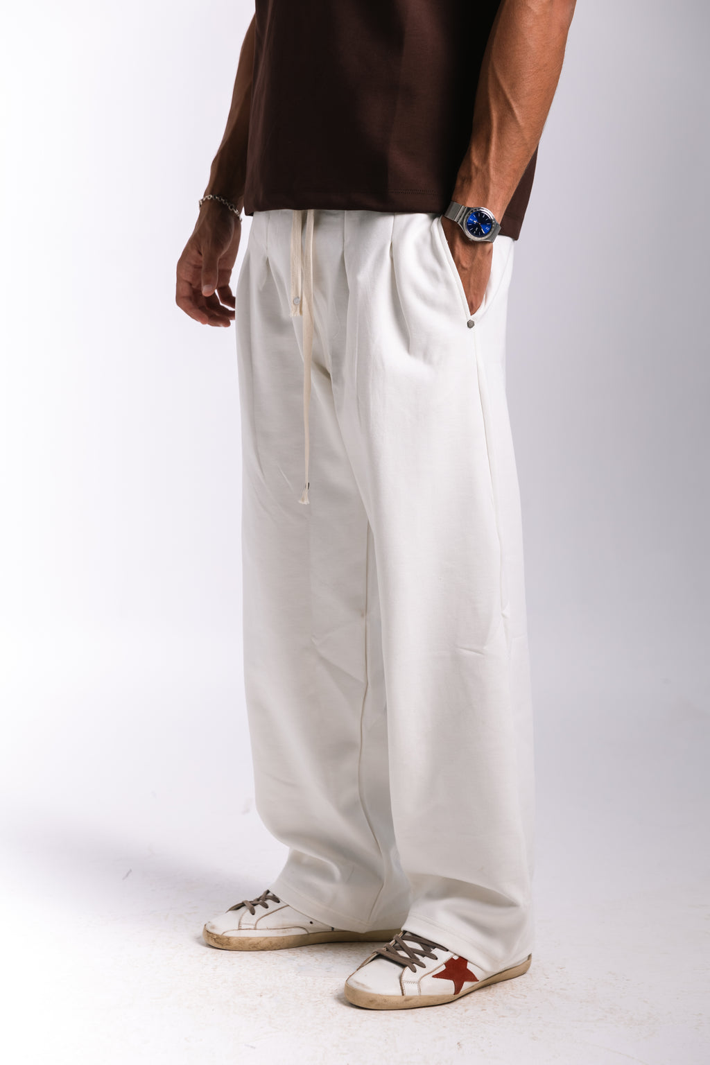 Premium Pleated Sweatpants (white)