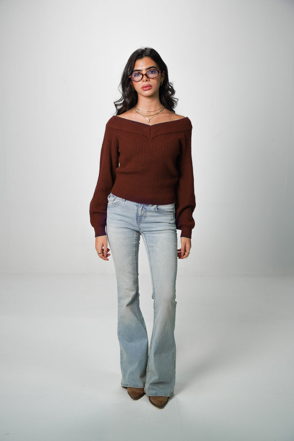 Double-V Knit Sweater