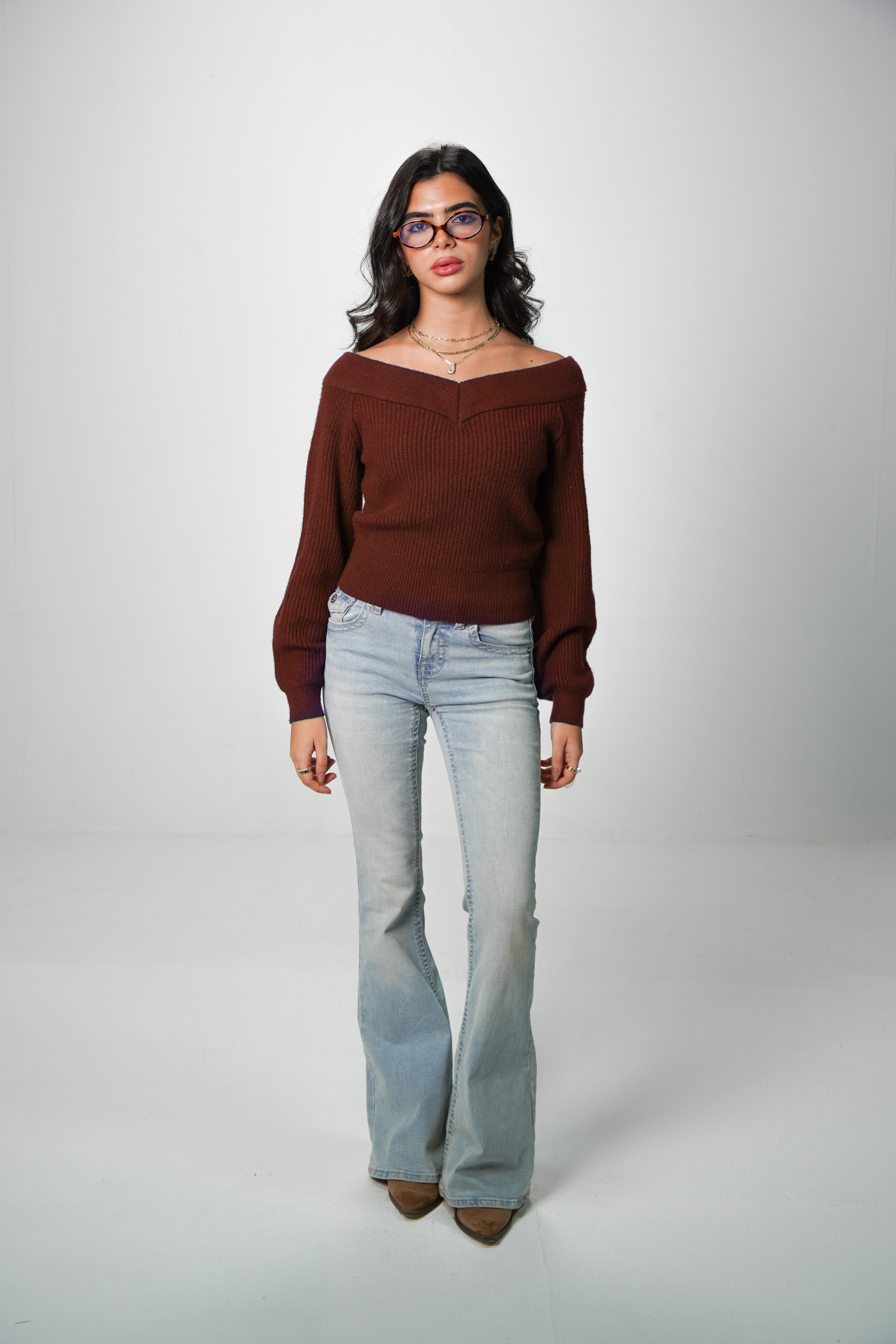 Double-V Knit Sweater