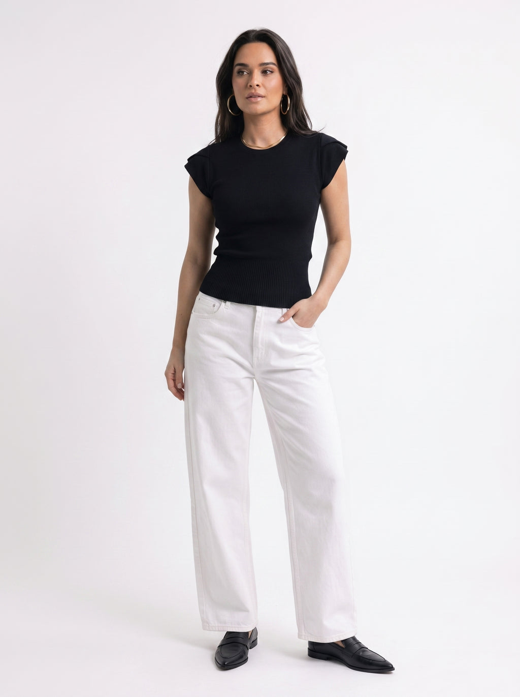 CAP-Sleeve Knit Top