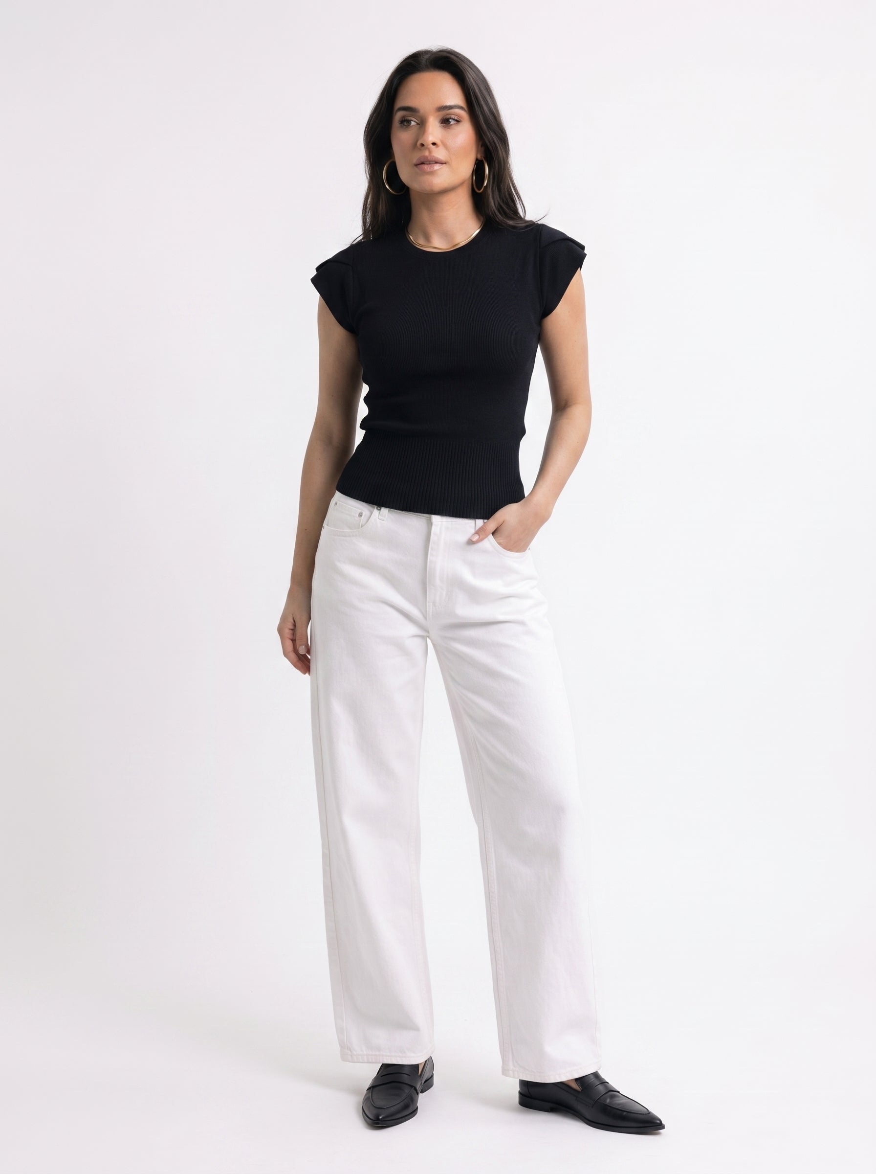 CAP-Sleeve Knit Top