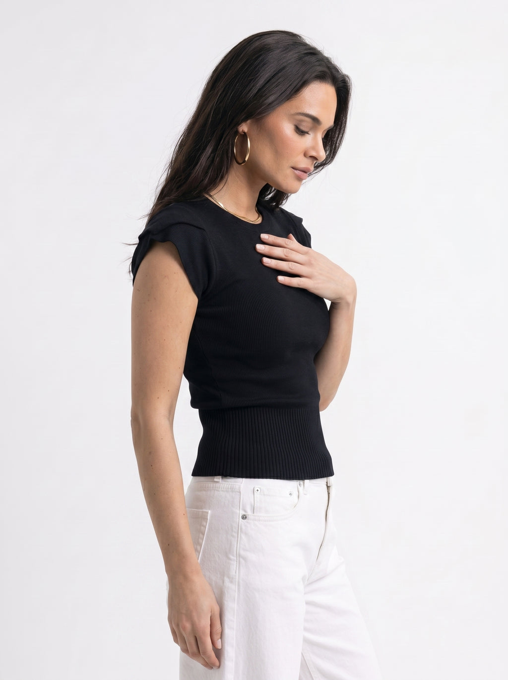 CAP-Sleeve Knit Top