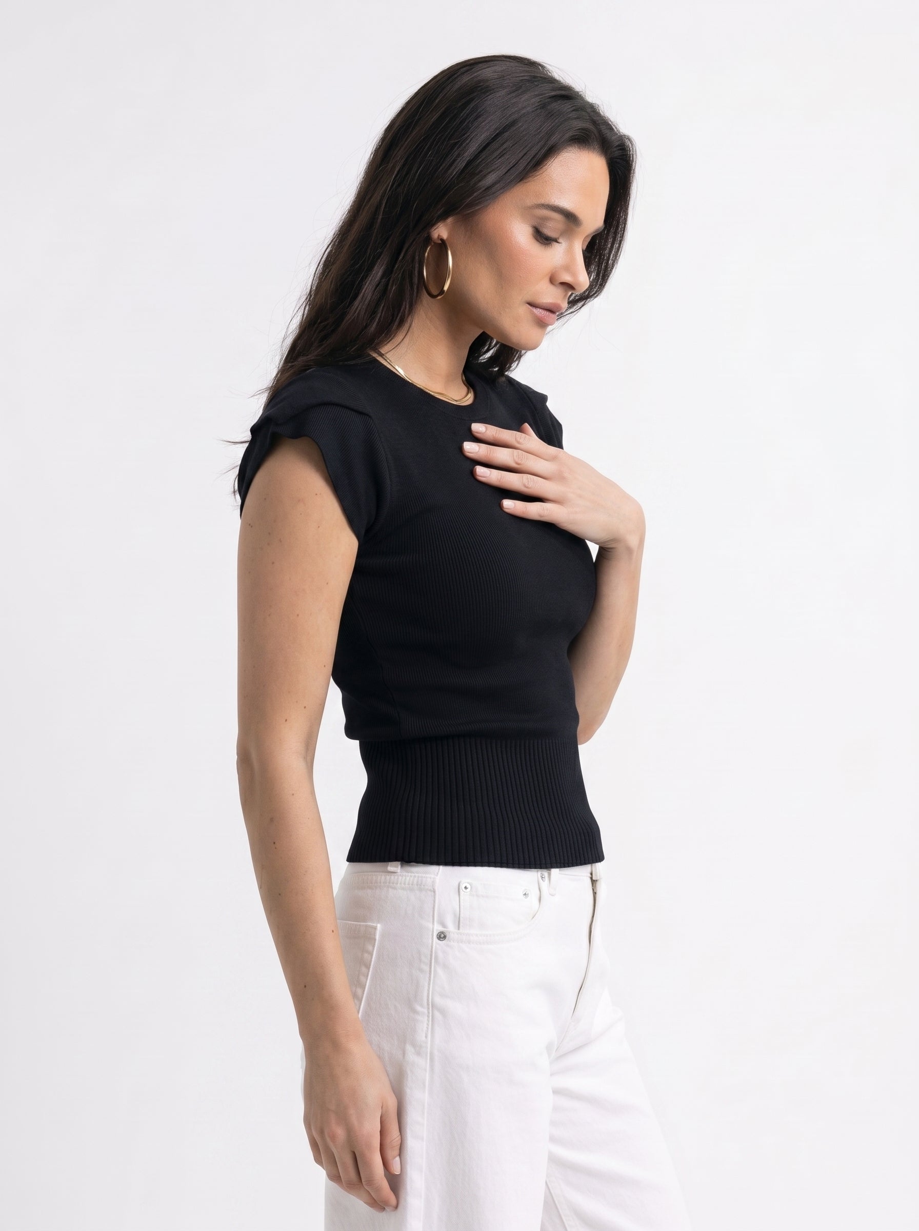CAP-Sleeve Knit Top