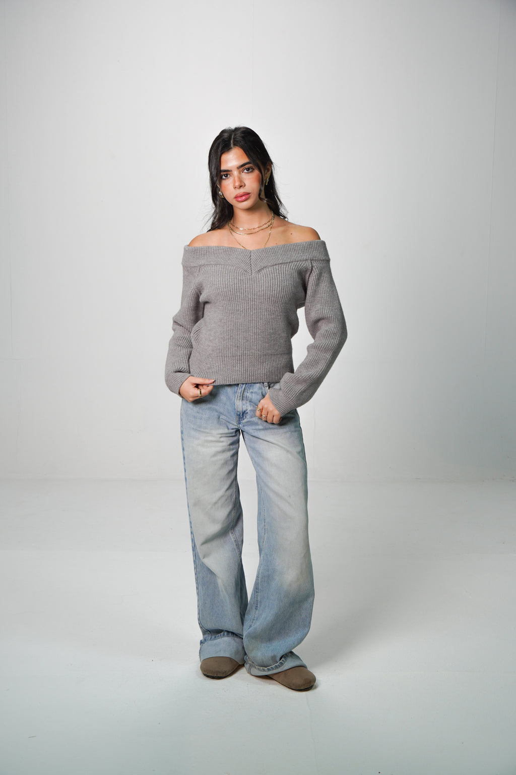 Double-V Knit Sweater