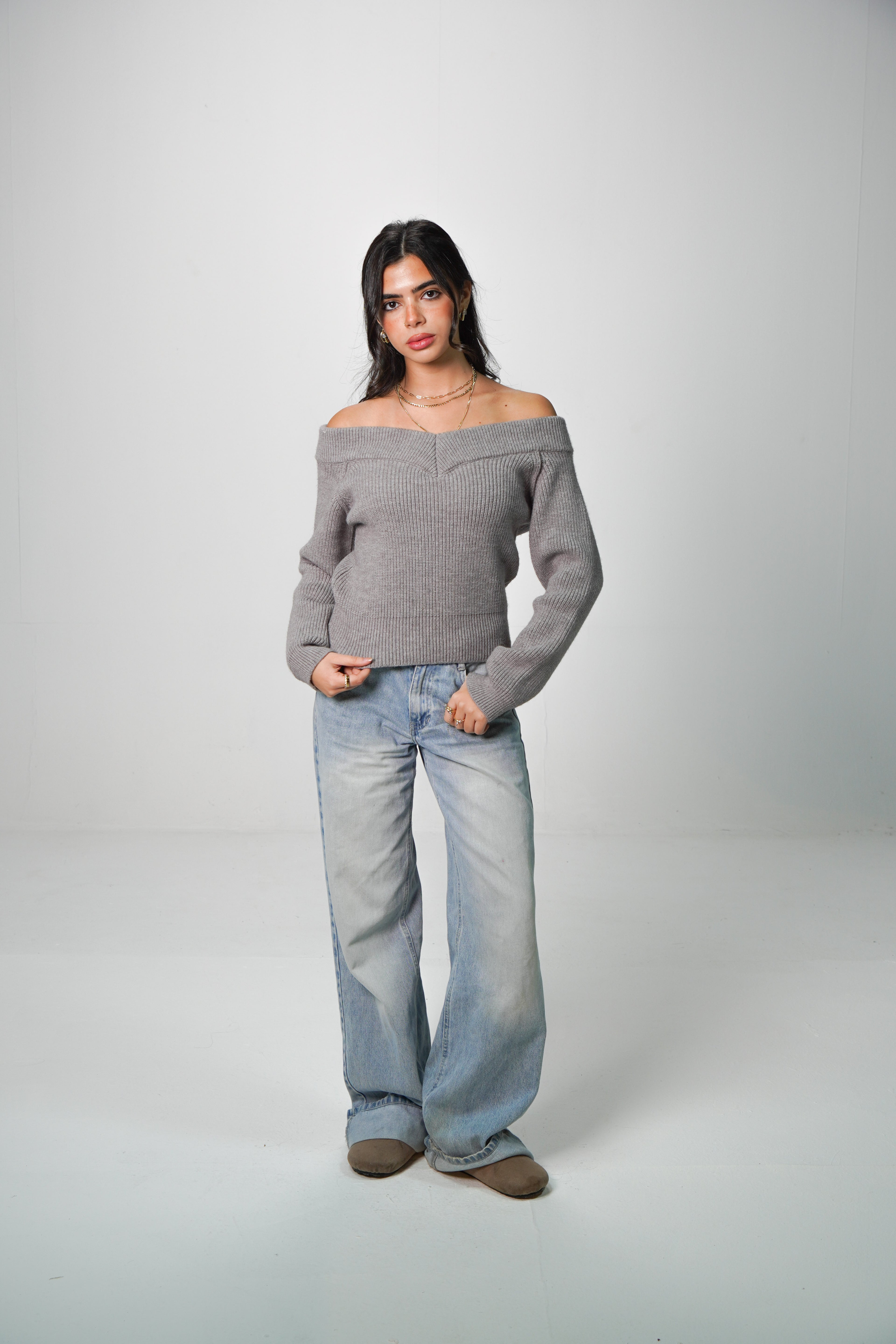 Double-V Knit Sweater