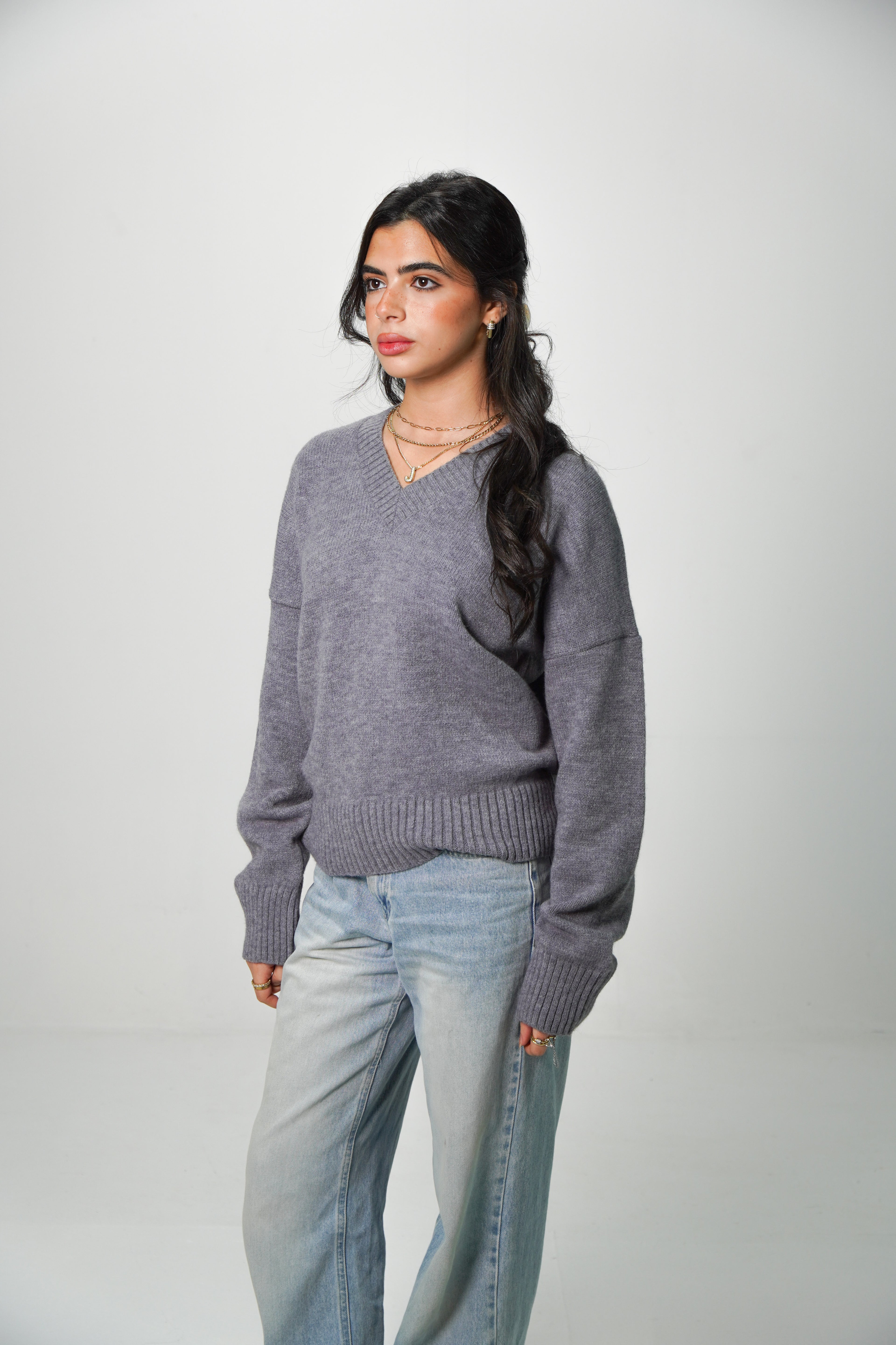 V-Neck Knit Sweater