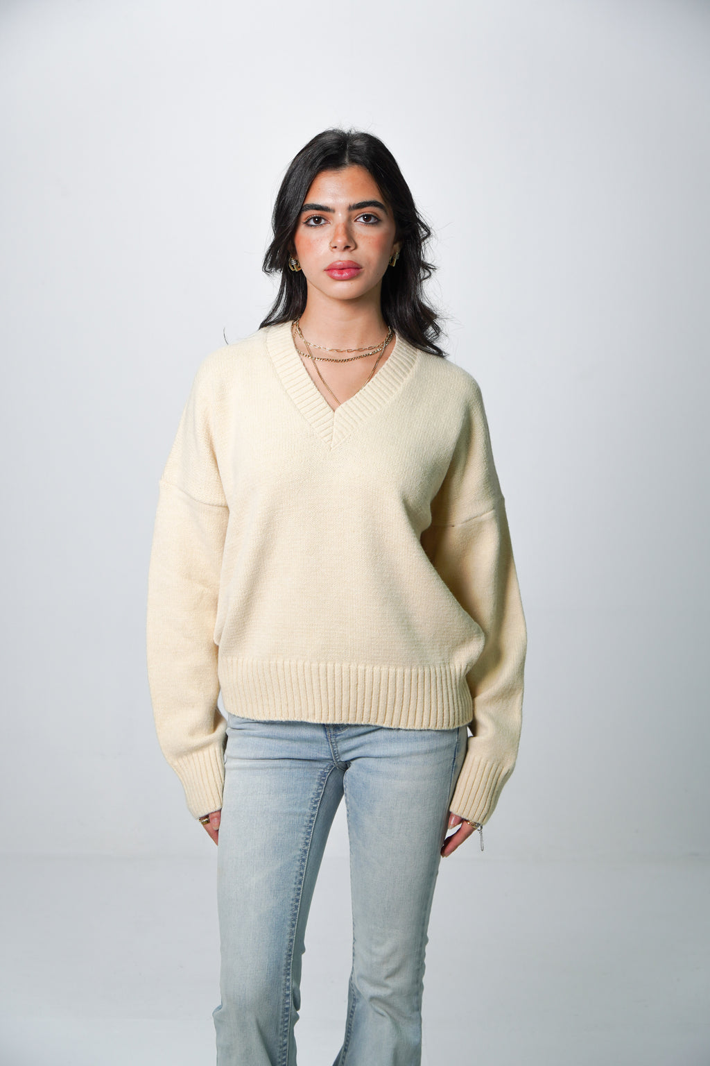 V-Neck Knit Sweater