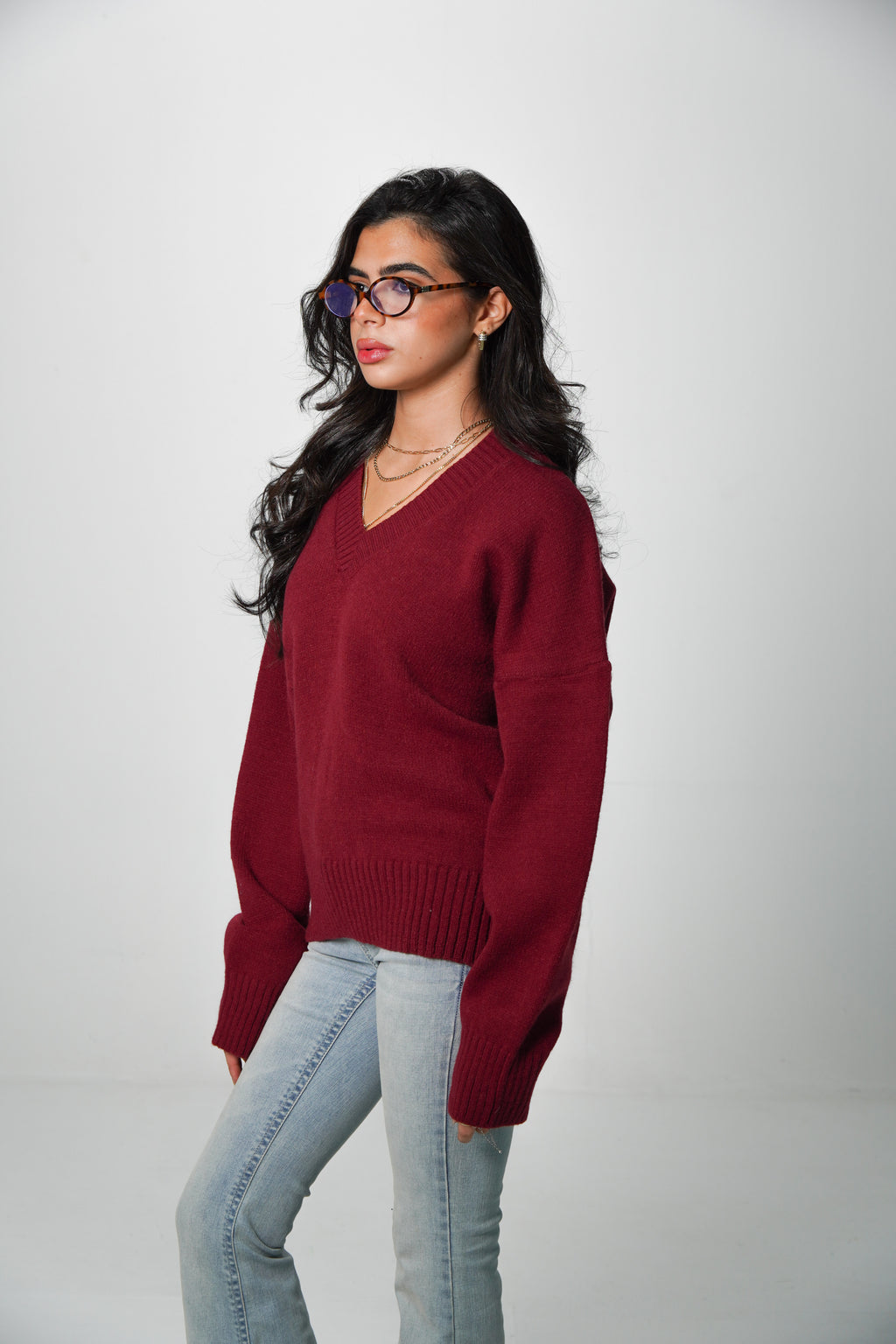V-Neck Knit Sweater