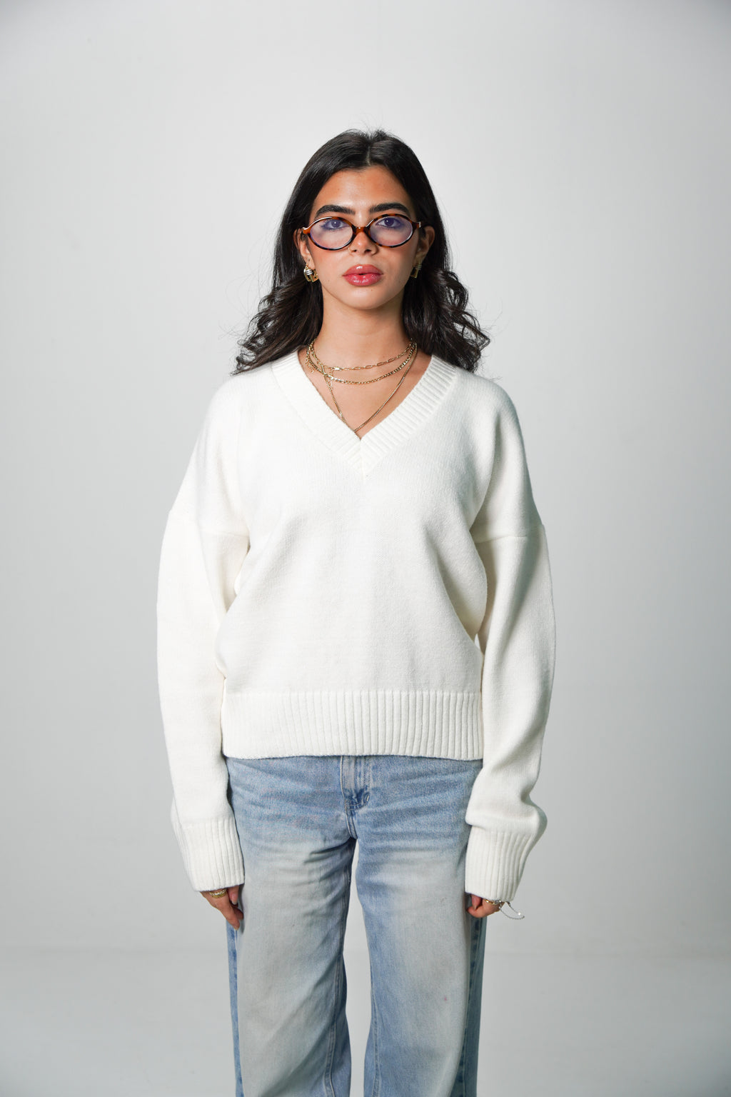 V-Neck Knit Sweater