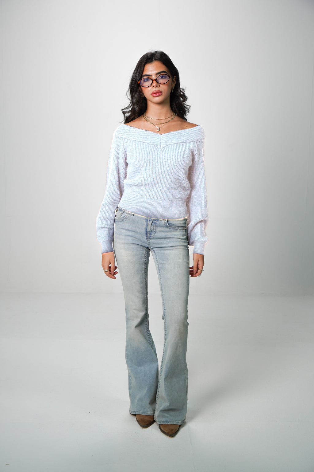 Double-V Knit Sweater