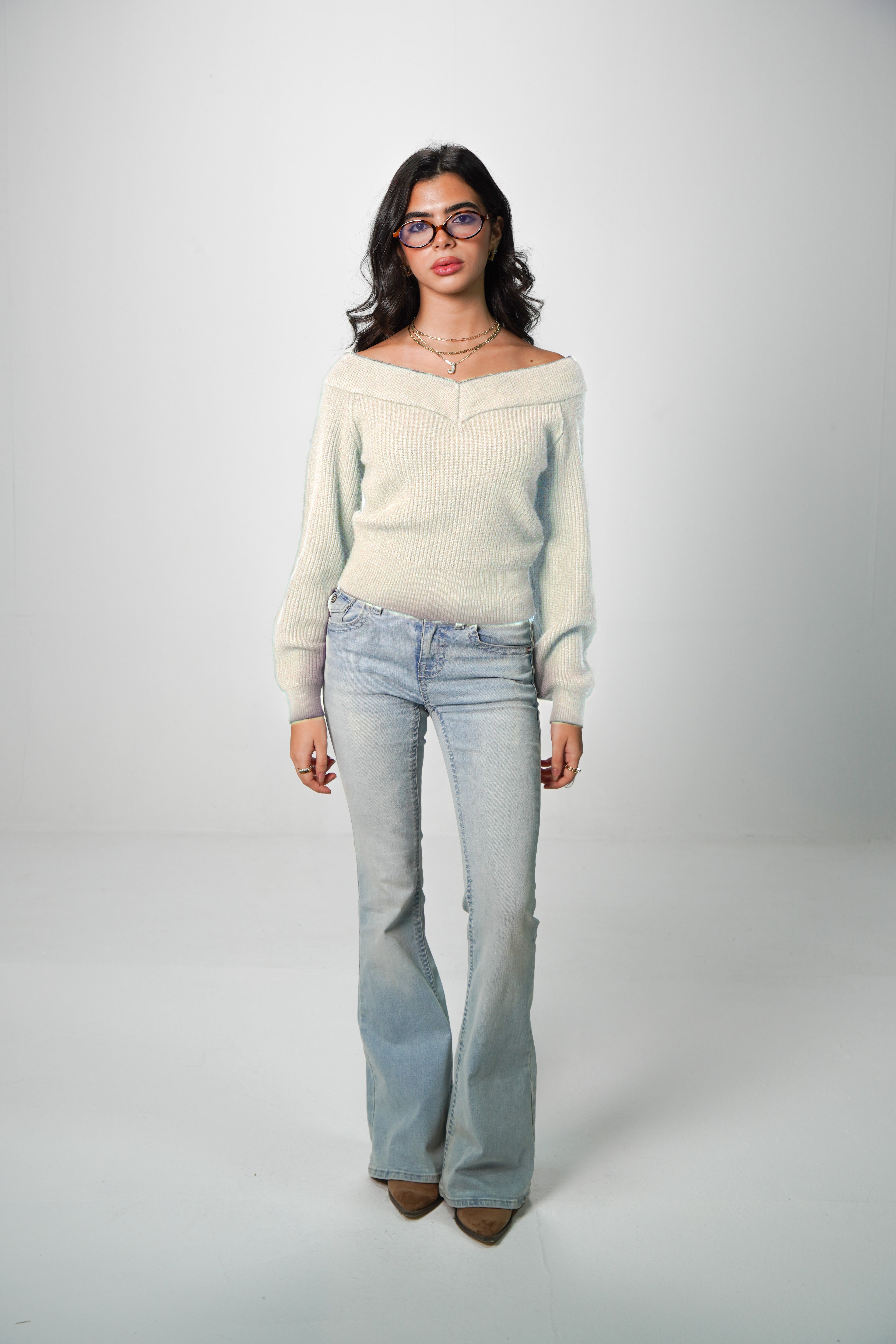 Double-V Knit Sweater