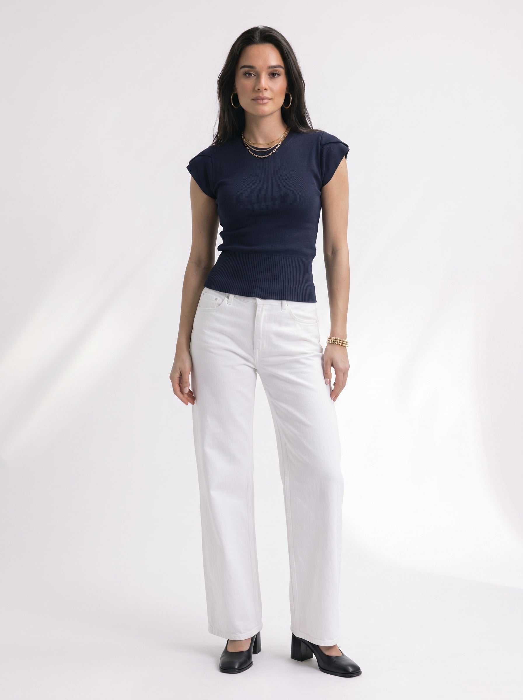 CAP-Sleeve Knit Top