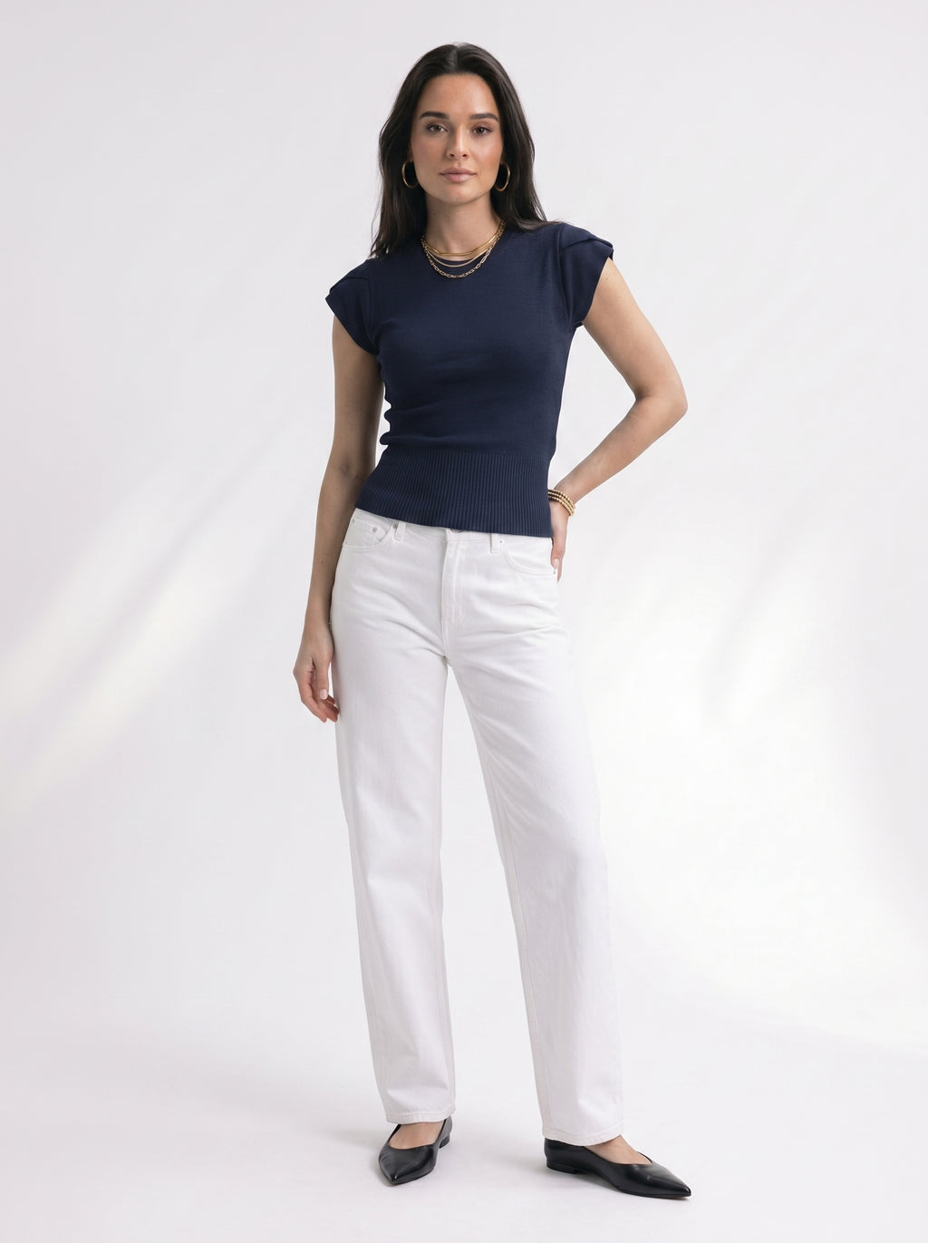 CAP-Sleeve Knit Top