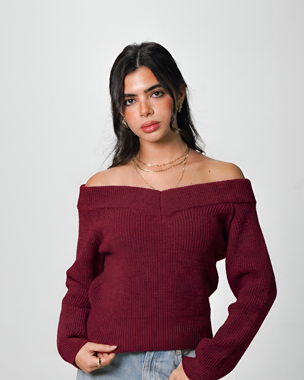Double-V Knit Sweater