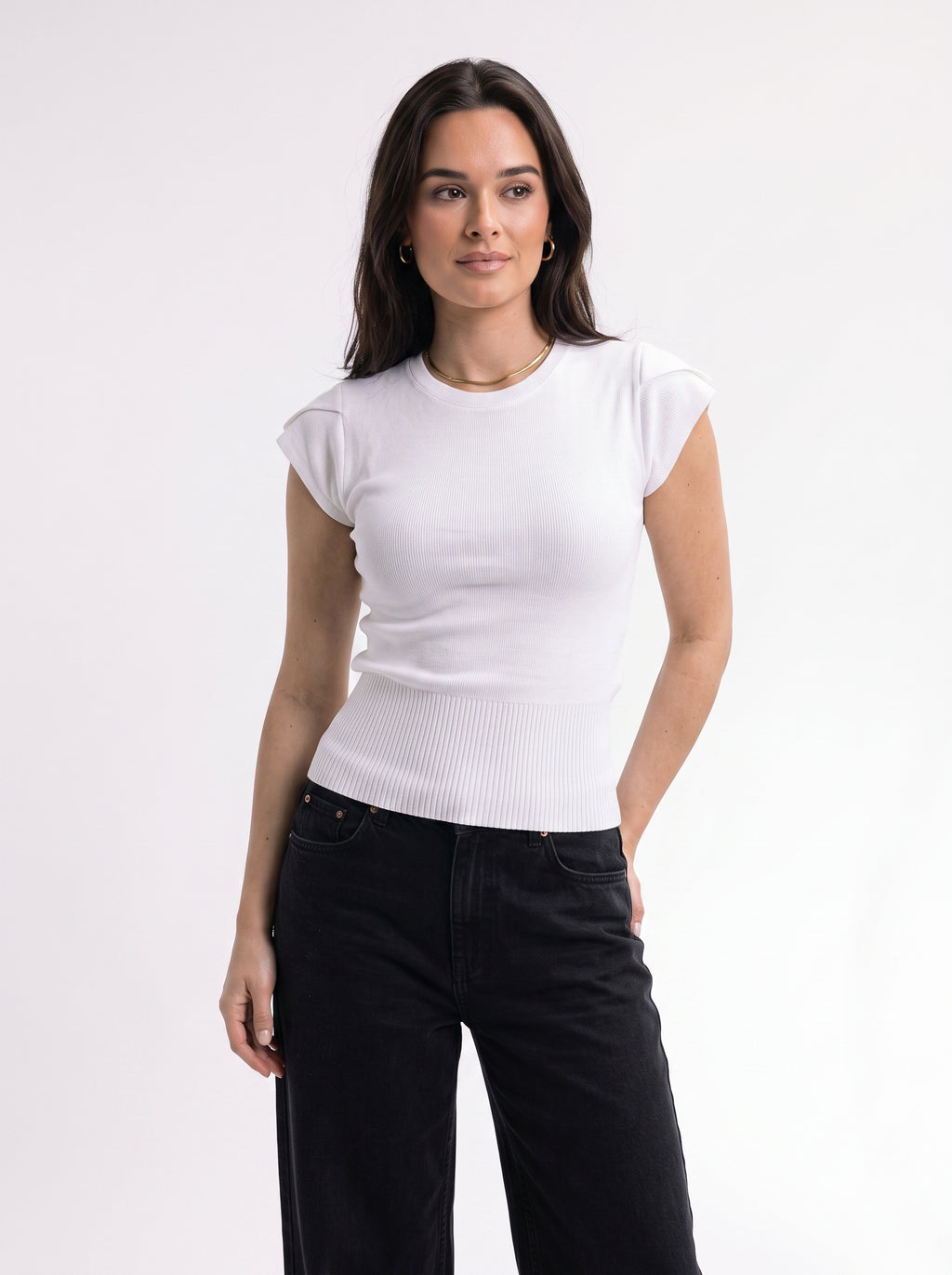 CAP-Sleeve Knit Top
