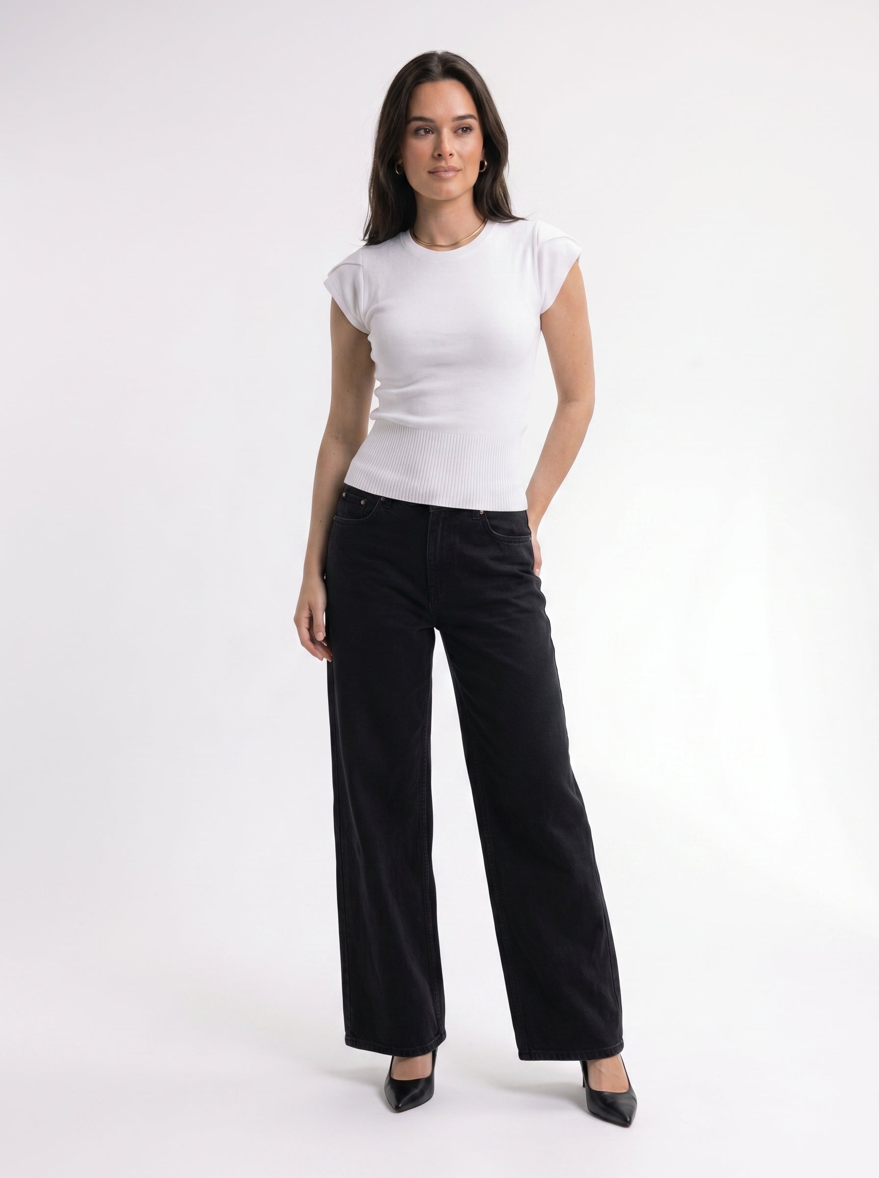 CAP-Sleeve Knit Top