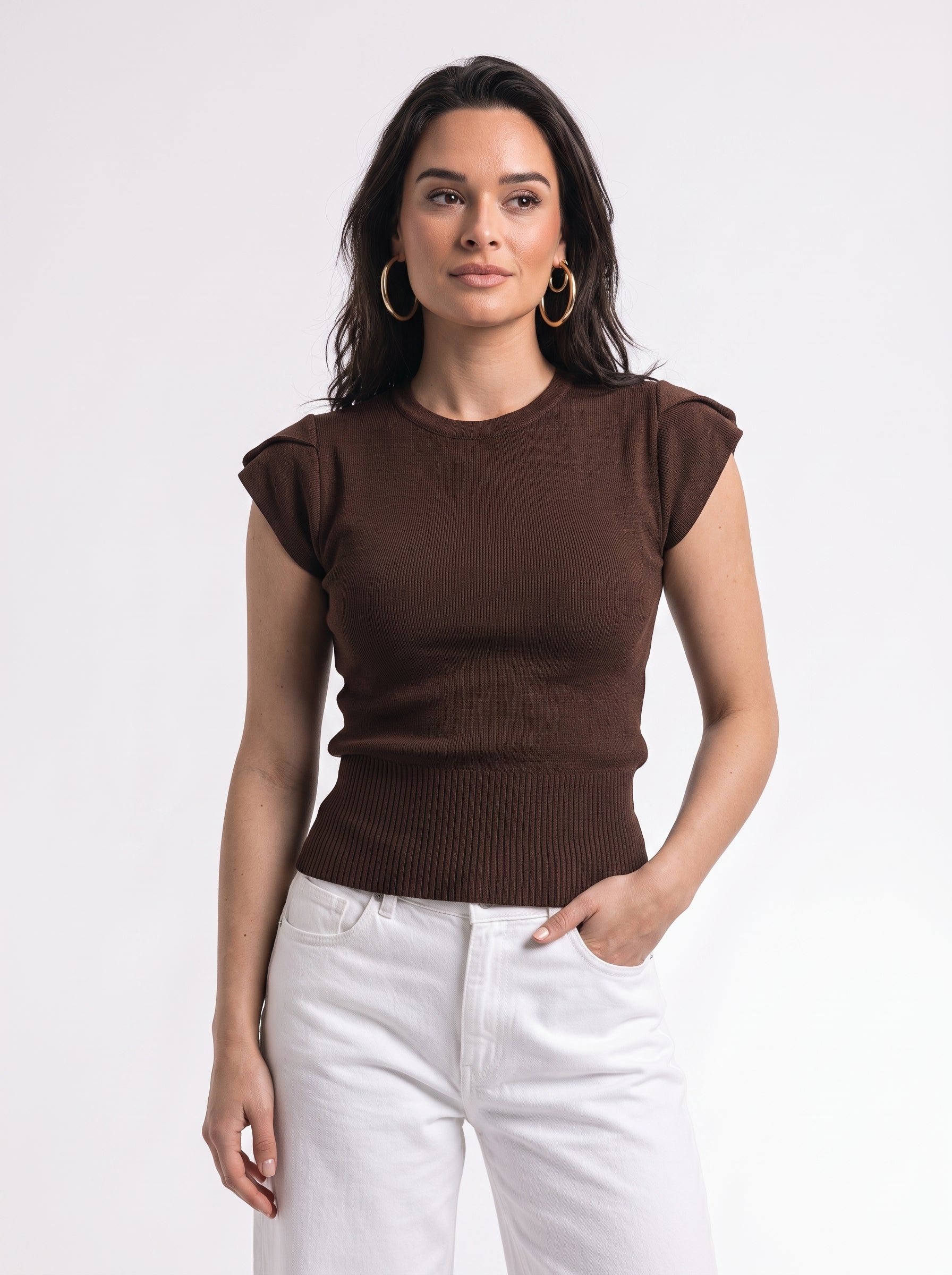 CAP-Sleeve Knit Top