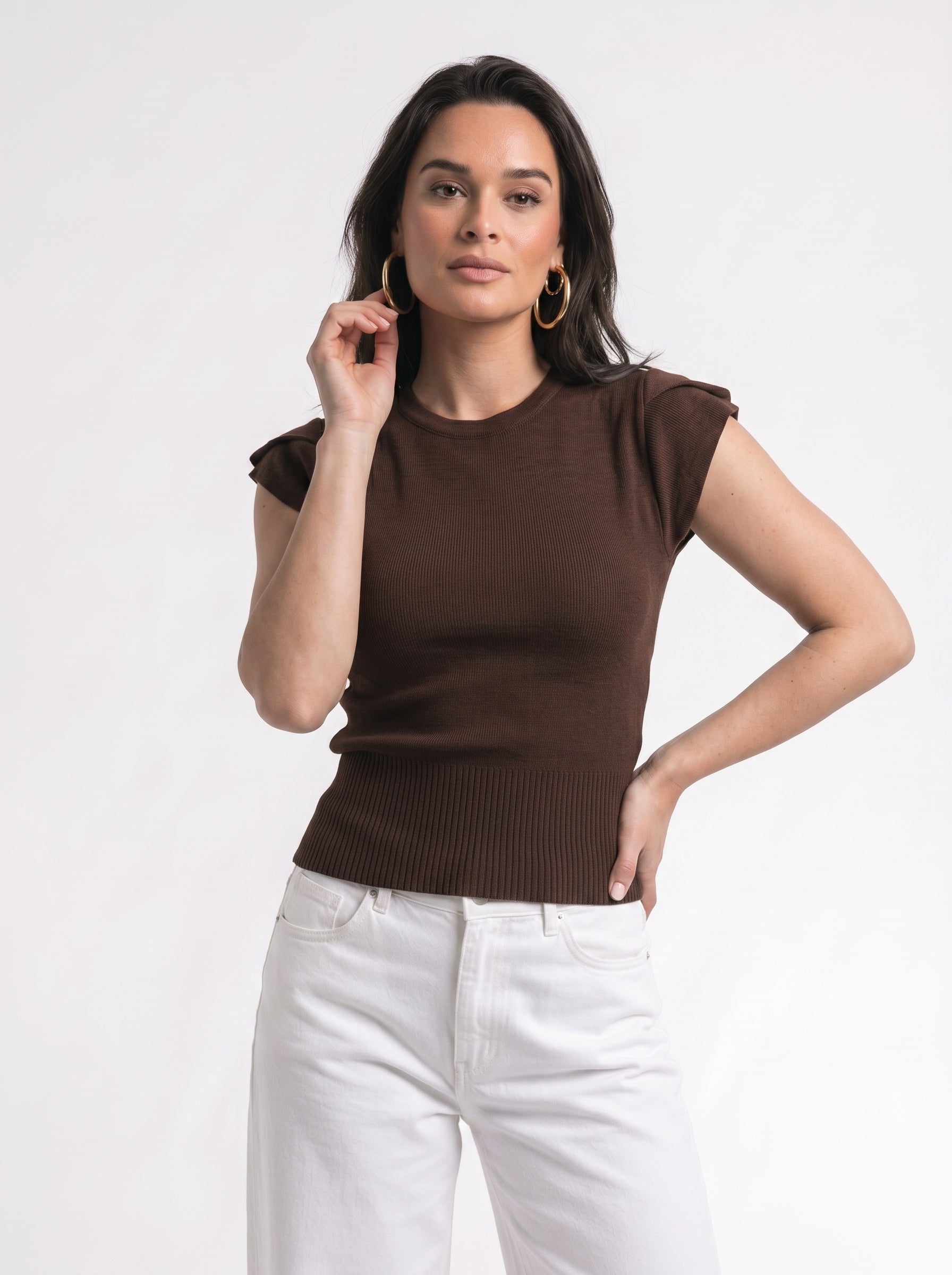 CAP-Sleeve Knit Top