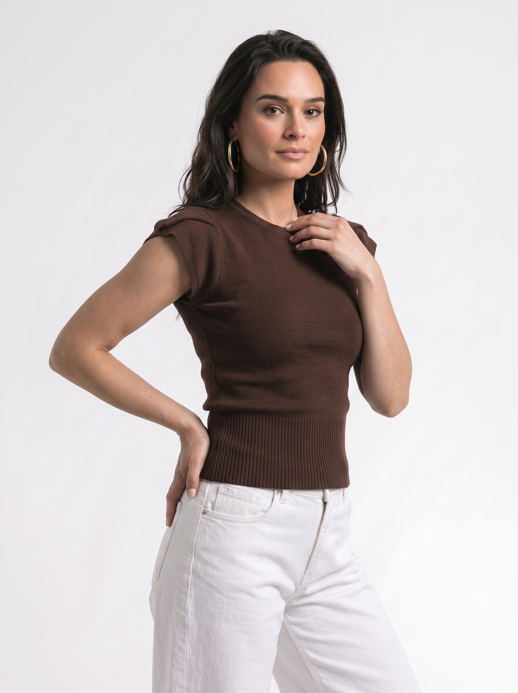 CAP-Sleeve Knit Top