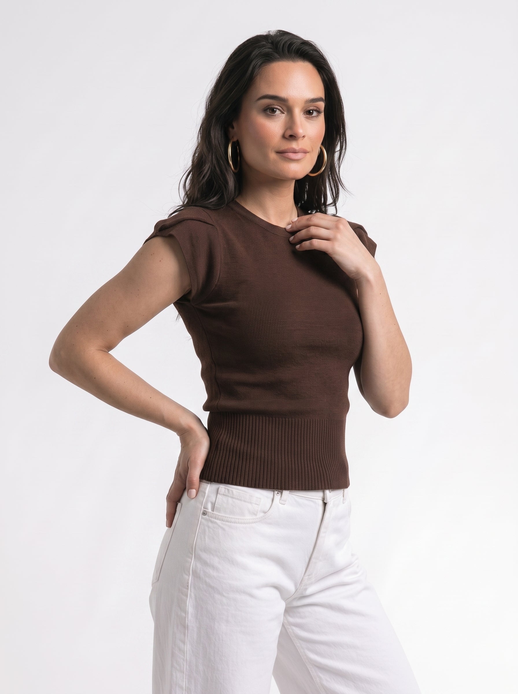 CAP-Sleeve Knit Top